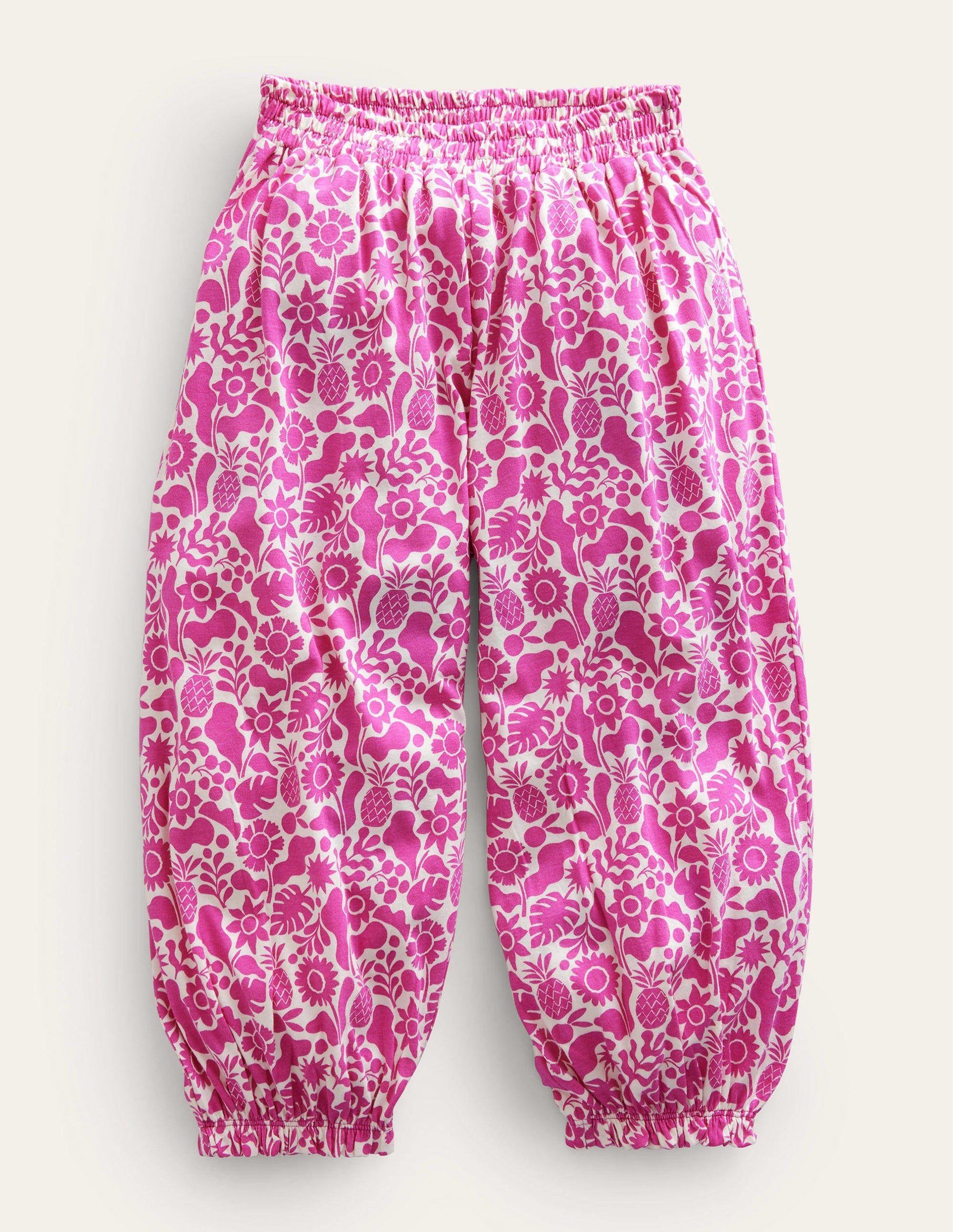 Jersey Harem Trousers-Amazing Pink Holiday Floral-1