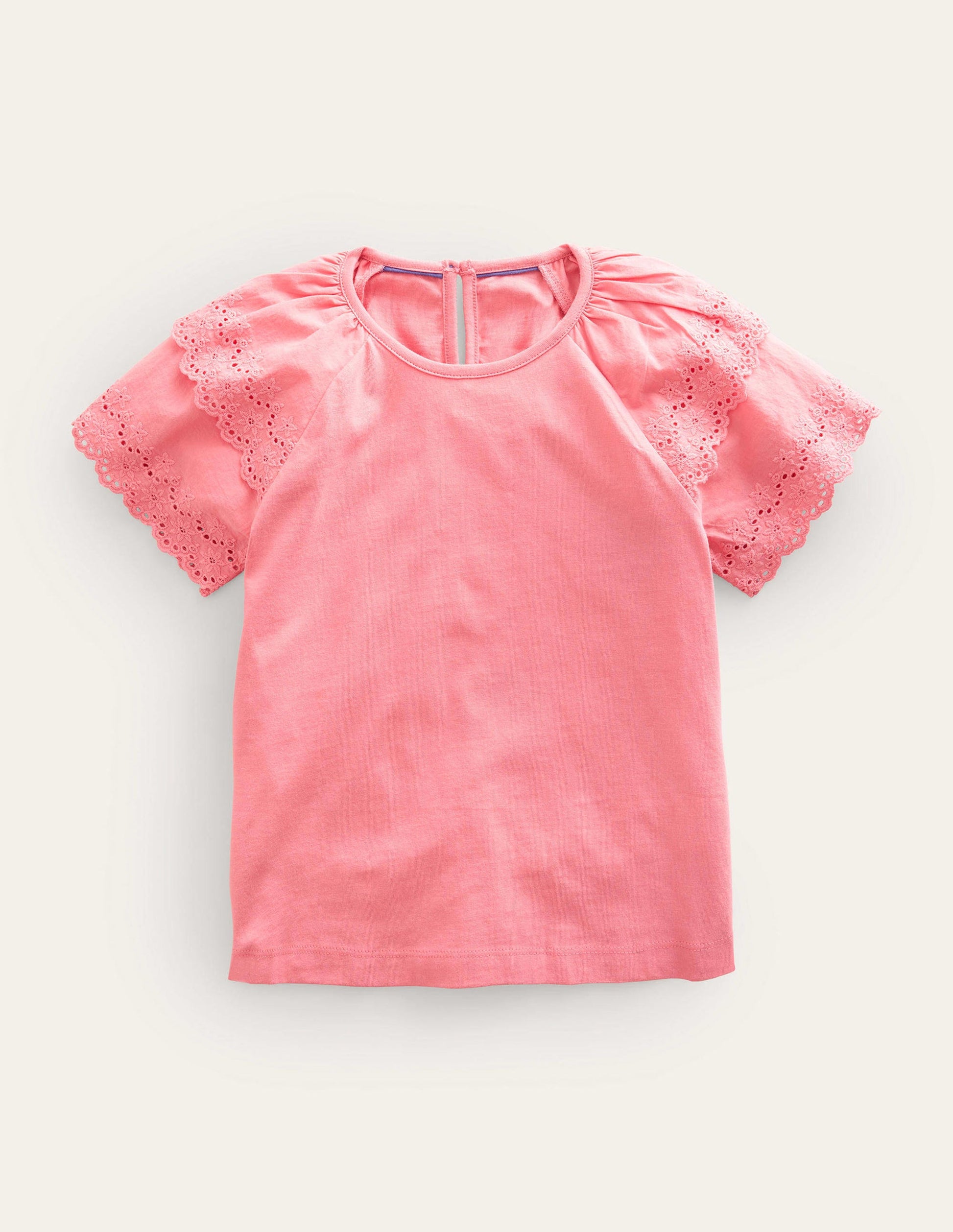 Broderie Mix T-shirt-Crab Apple Pink-1