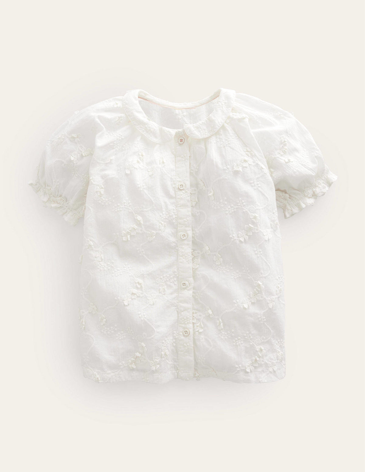 Short Puff Sleeve Top-Ivory - Image 1