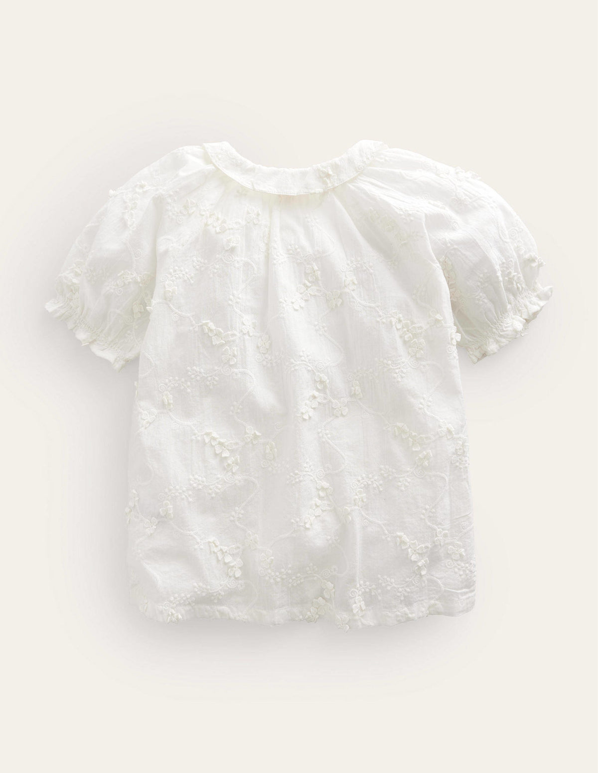 Short Puff Sleeve Top-Ivory - Image 2