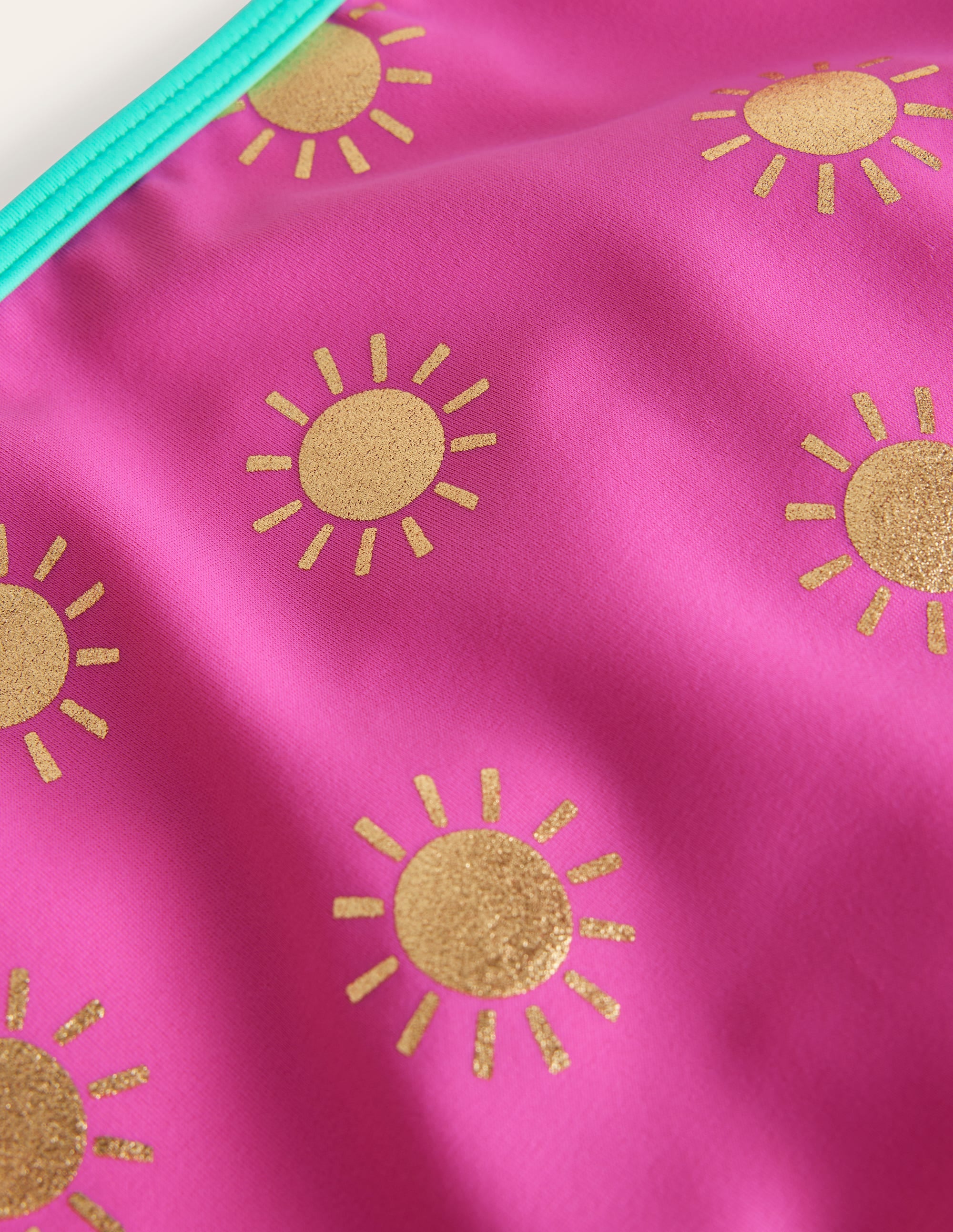 High Waisted Bikini Bottoms-Tickled Pink Gold Foil Suns - Image 3