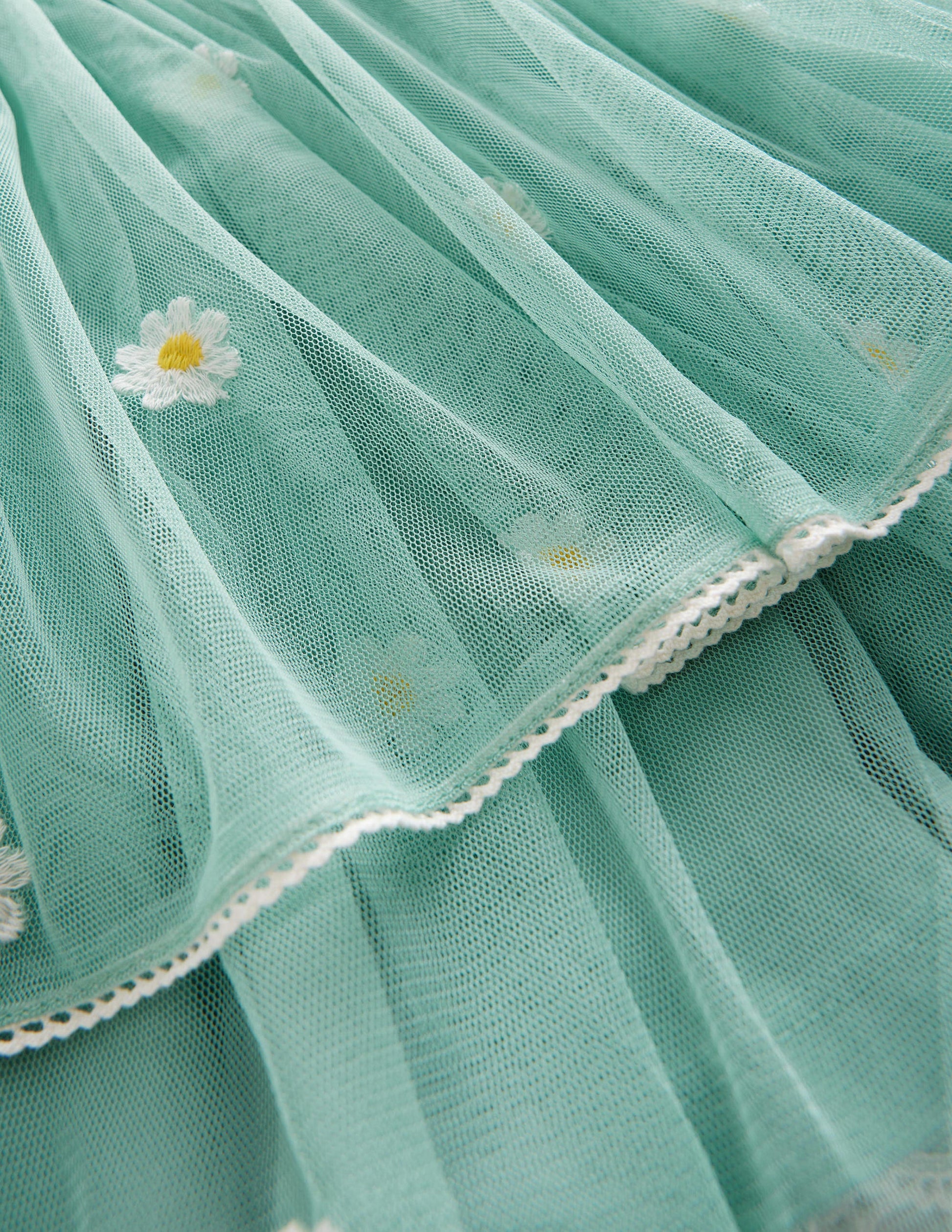 Embroidered Tulle Skirt-Hot Spring Daisy Embroidery-3