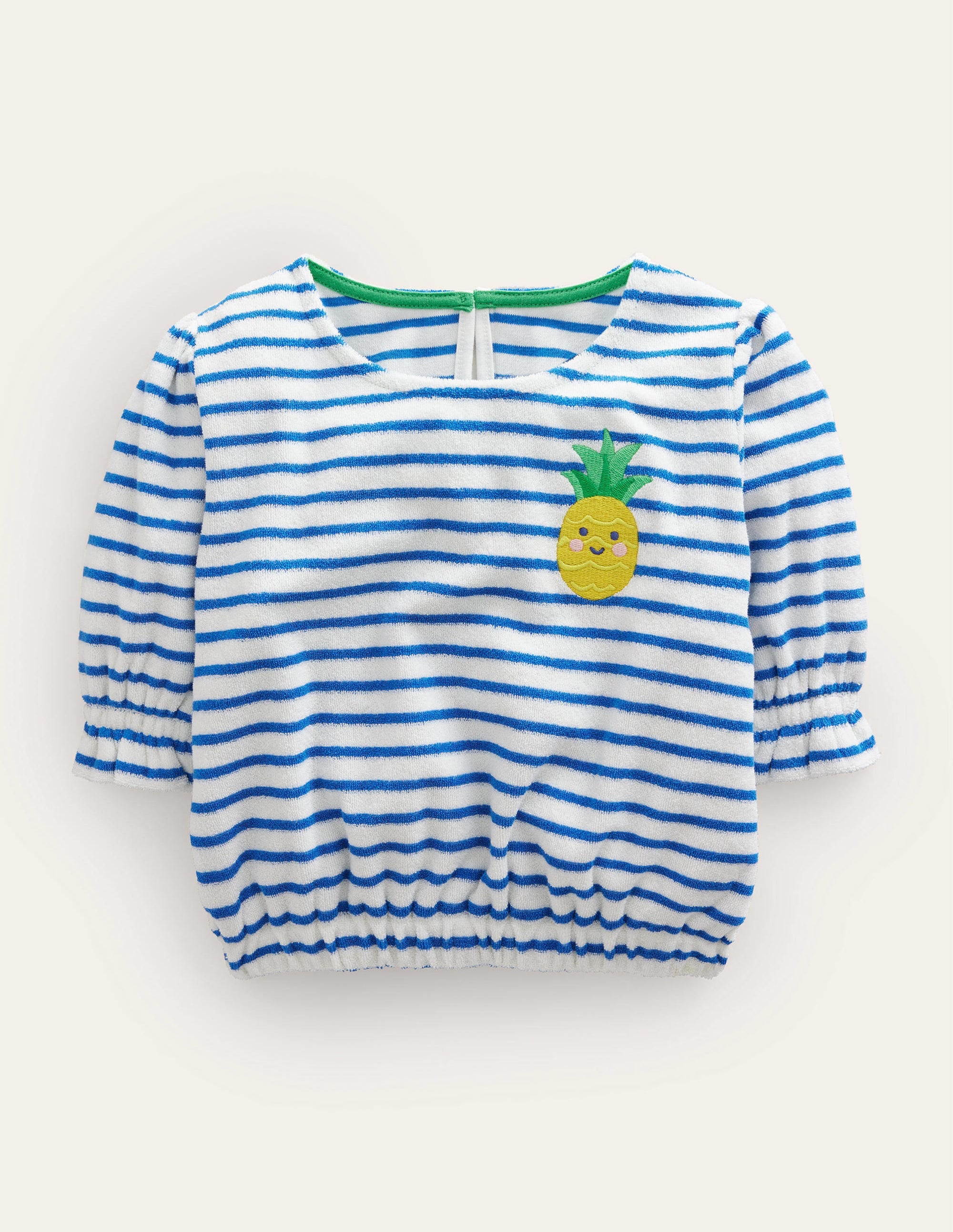 Embroidered Towelling Top-Cabana Blue/Ivory Pineapple - Image 1