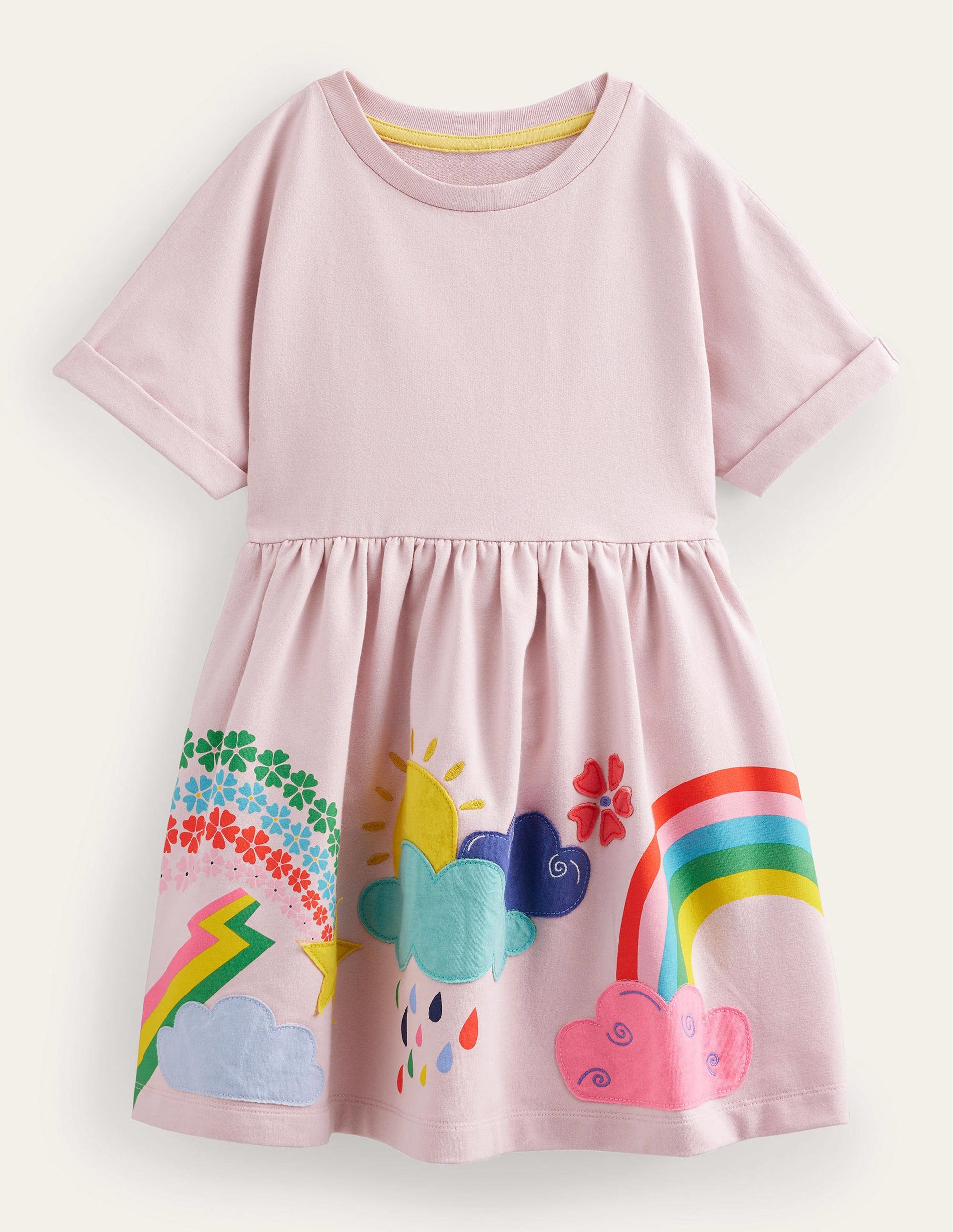 Appliqué Jersey Sweat Dress-French Pink Weather-1