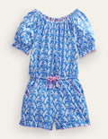 Printed Jersey Playsuit-Cabana Blue Birds