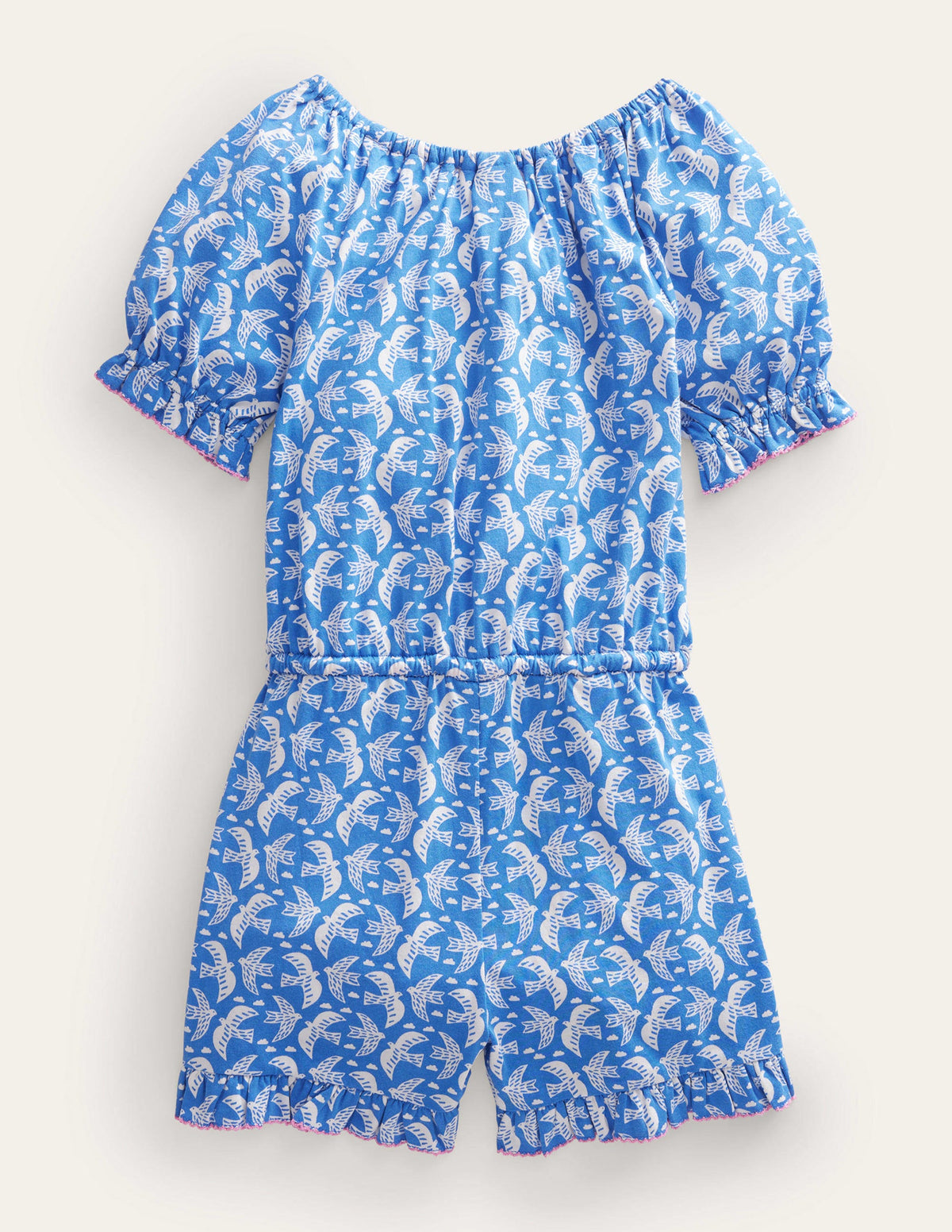 Printed Jersey Playsuit-Cabana Blue Birds - Image 2