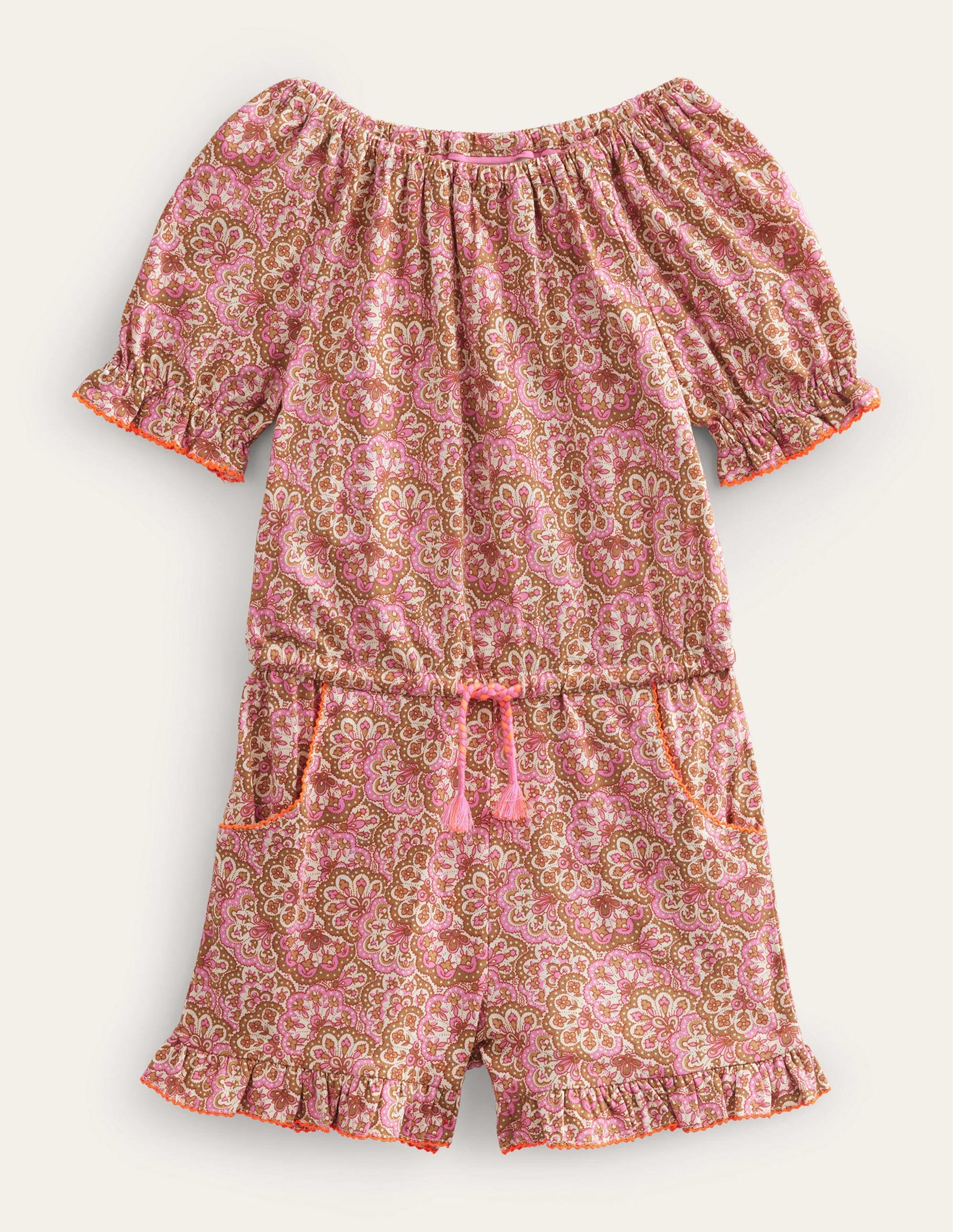 Printed Jersey Playsuit-Pink Blossom Paisley-1
