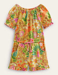 Printed Jersey Playsuit-Gooseberry Yellow Floral