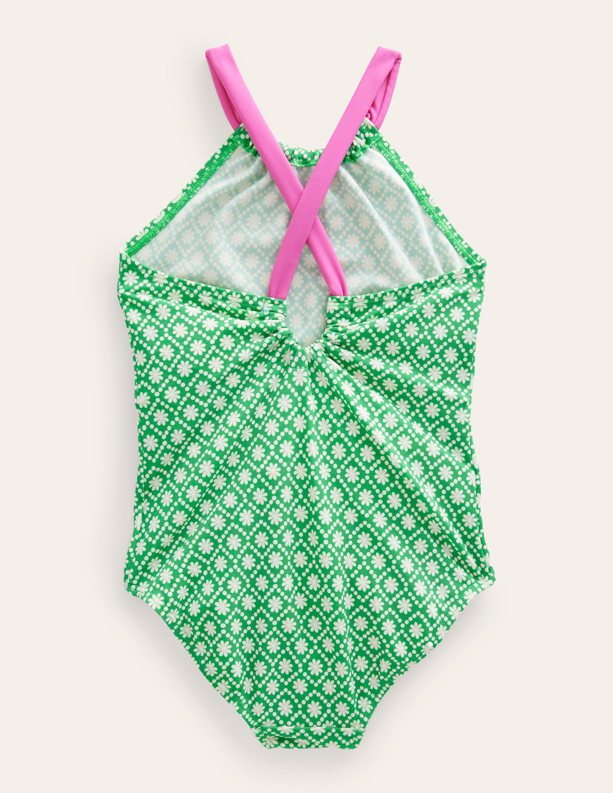 Loop Back Swimsuit-Ivory School Green Daisy Dot - Image 2