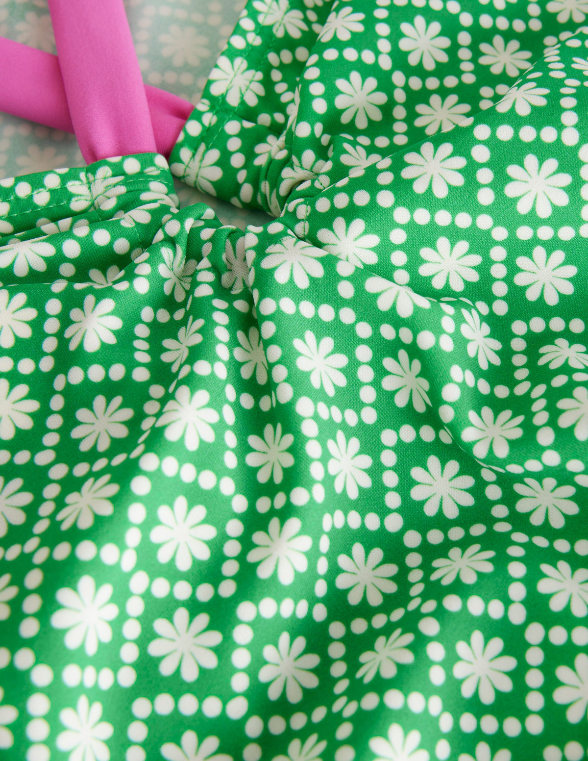 Loop Back Swimsuit-Ivory School Green Daisy Dot - Image 3