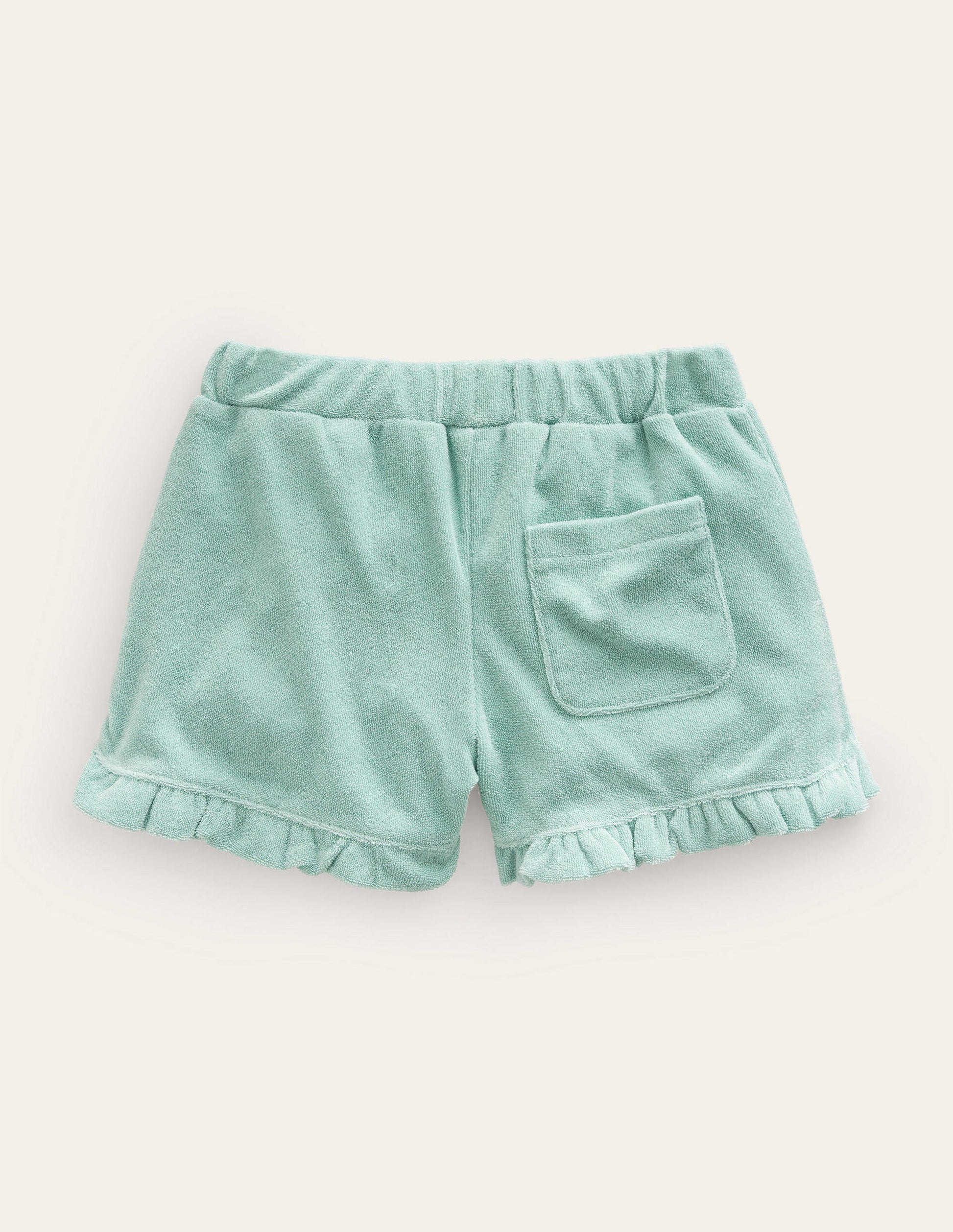 Frill Hem Towelling Shorts-Hot Spring Blue-2