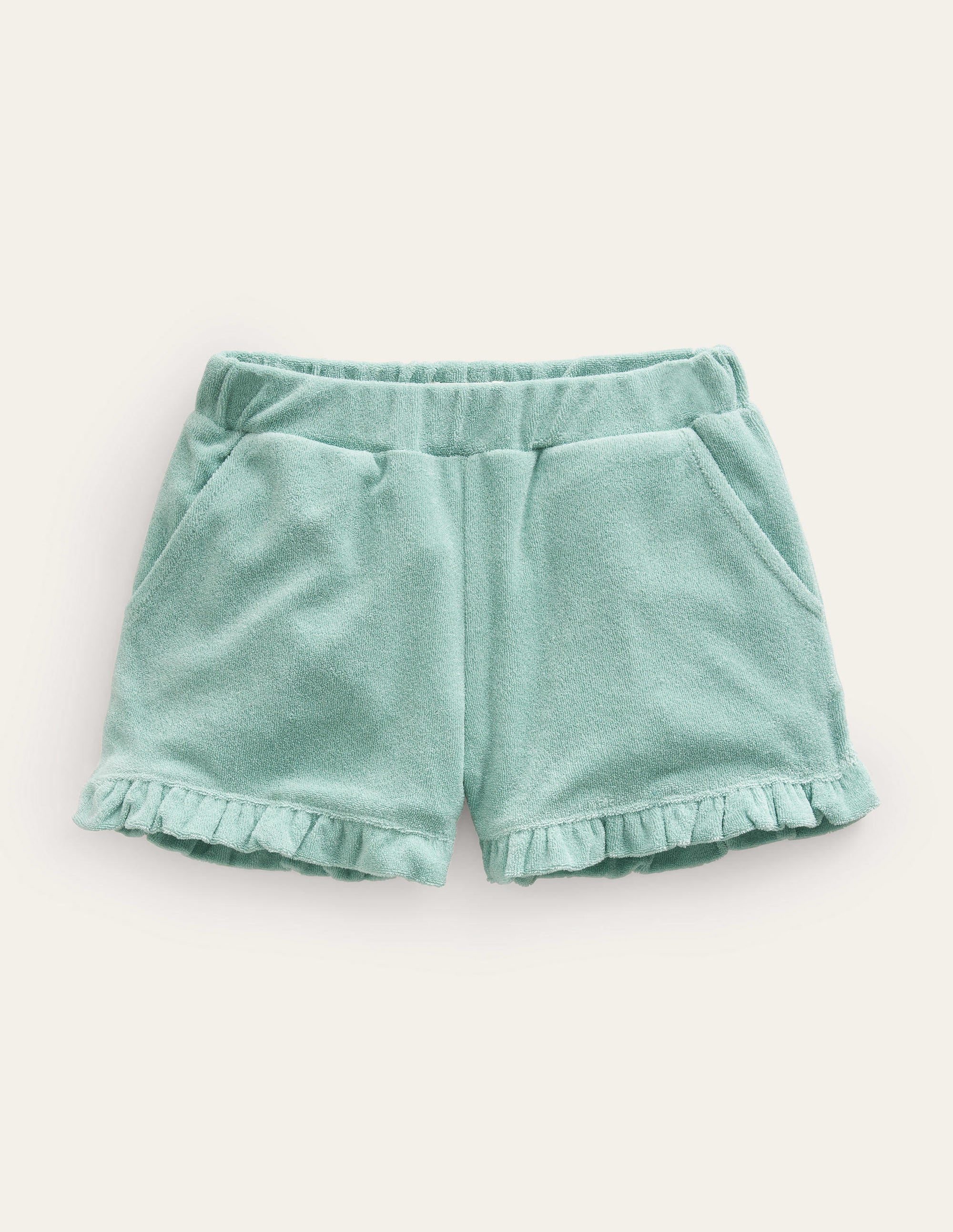 Frill Hem Towelling Shorts-Hot Spring Blue - Image 1