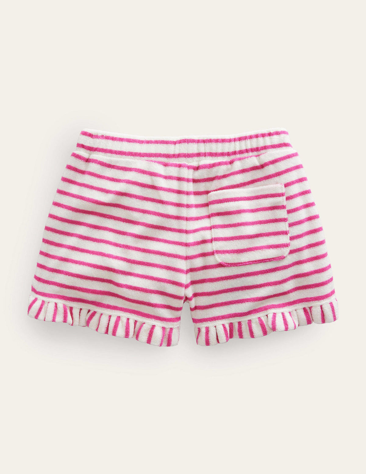 Frill Hem Towelling Shorts-Tickled Pink/Ivory - Image 2
