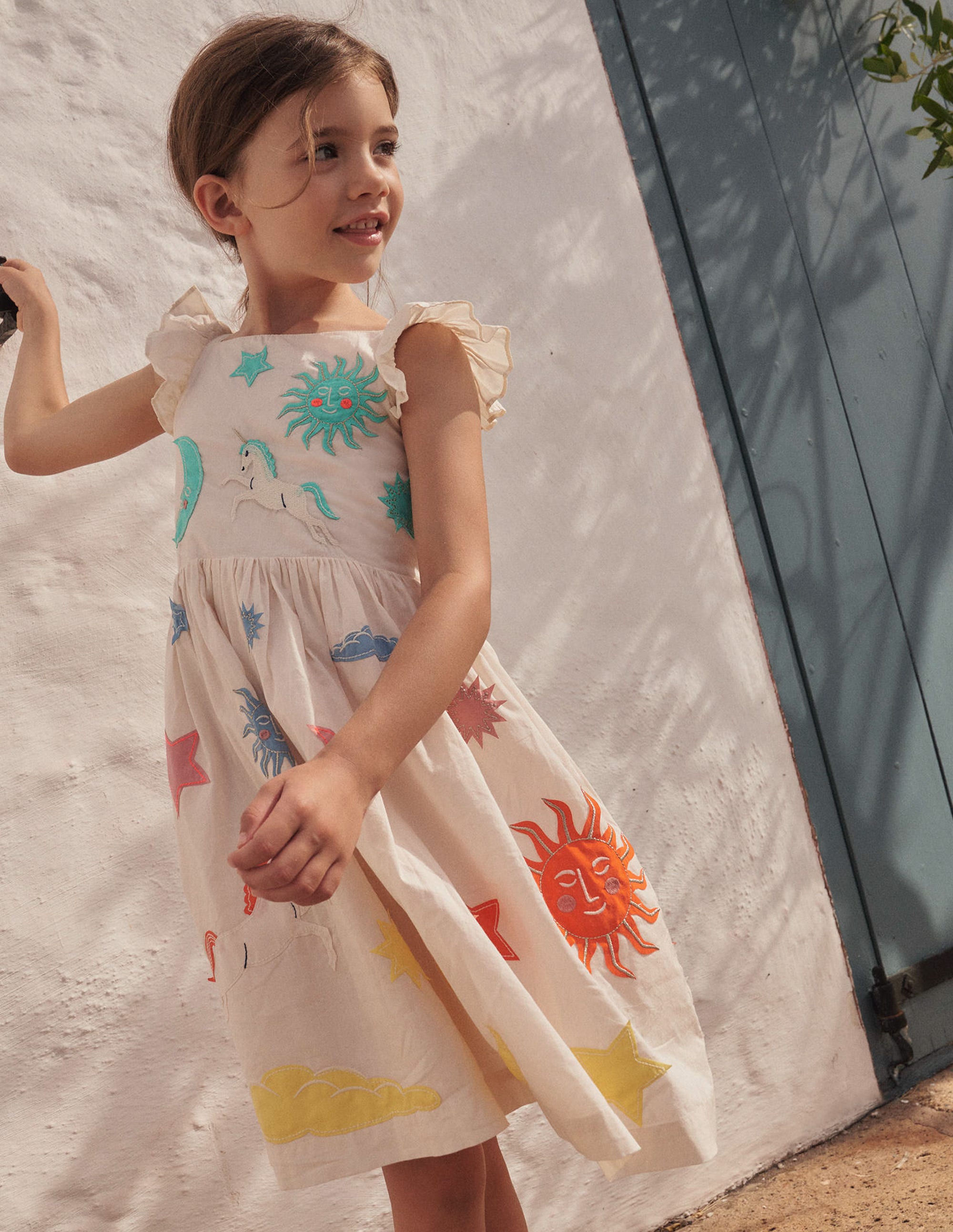 Appliqué Woven Dress-Vanilla Pod - Image 3