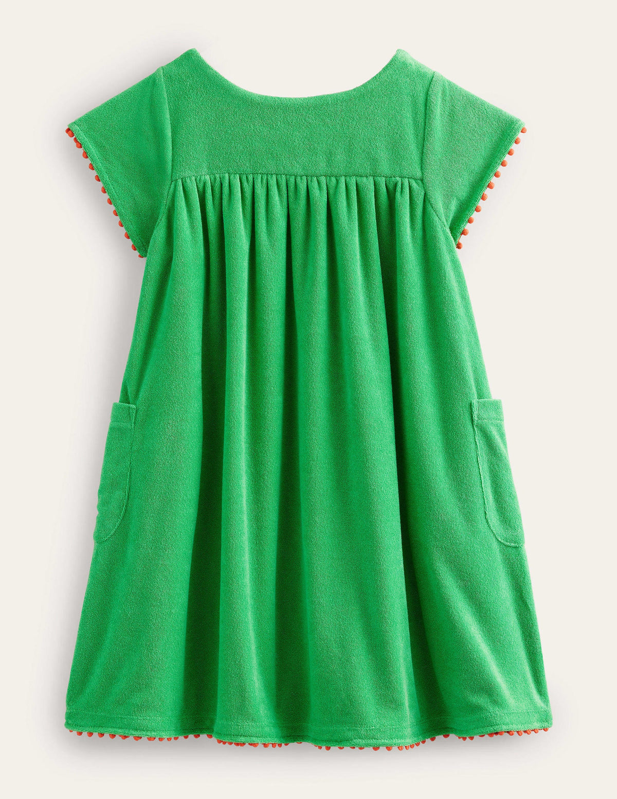 Embroidered Towelling Dress-Aloe Green Flowers-2