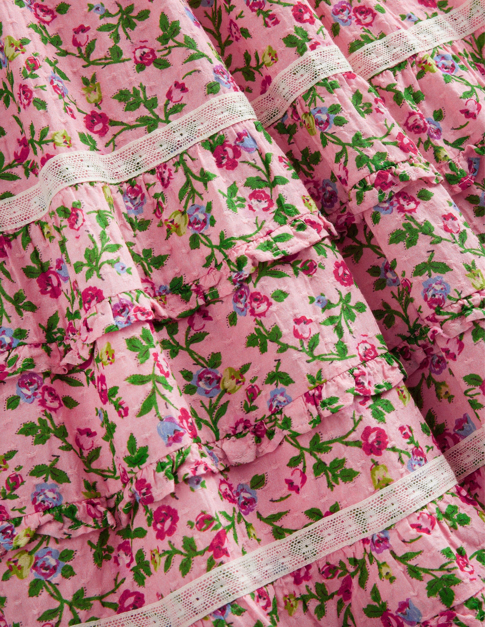Printed Lace Trim Party Dress-Rambling Rose Pink-3