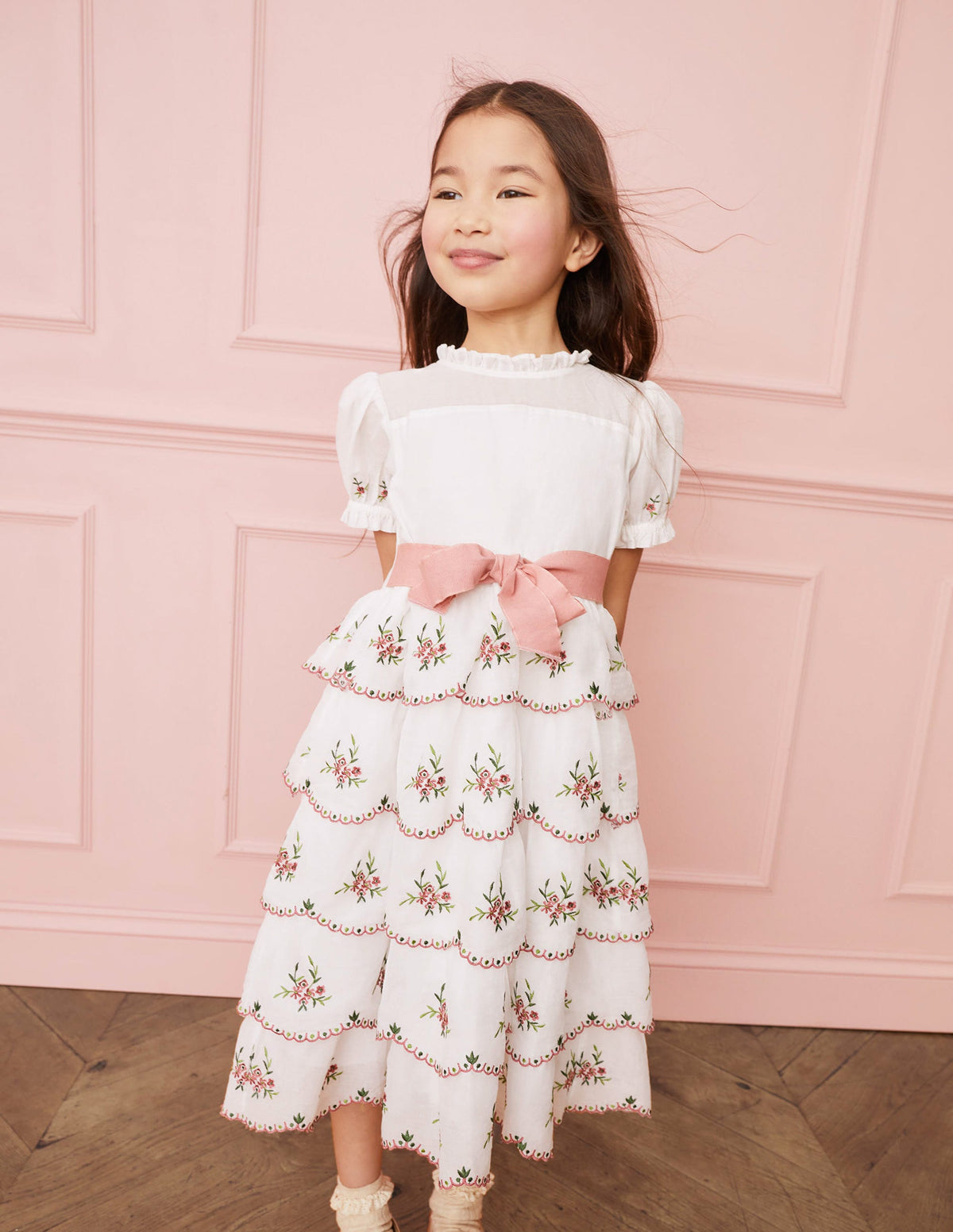 Embroidered Occasion Dress-Ivory - Image 4