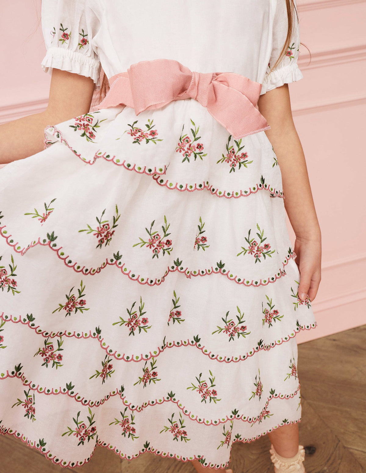 Embroidered Occasion Dress-Ivory - Image 5