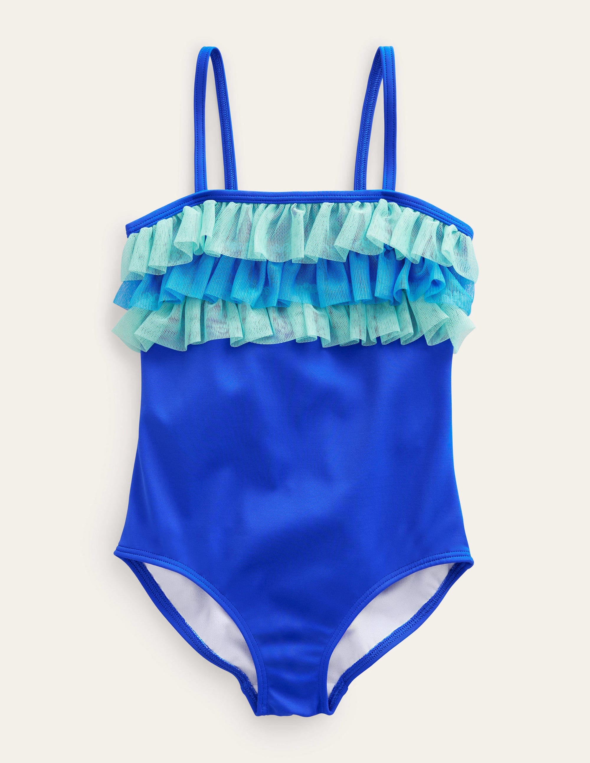 Tulle Frill Swimsuit-Cobalt - Image 1