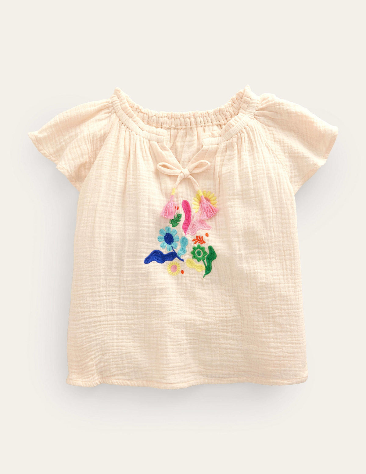 Beachy Embroidered Top-Ivory - Image 1