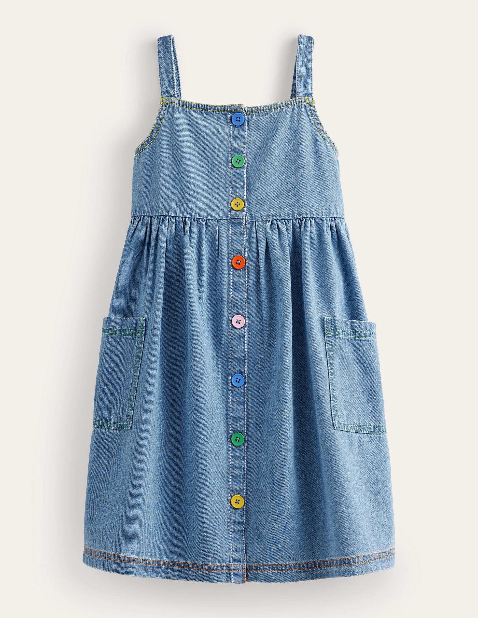 Button Through Pinafore Dress-Light Vintage-1