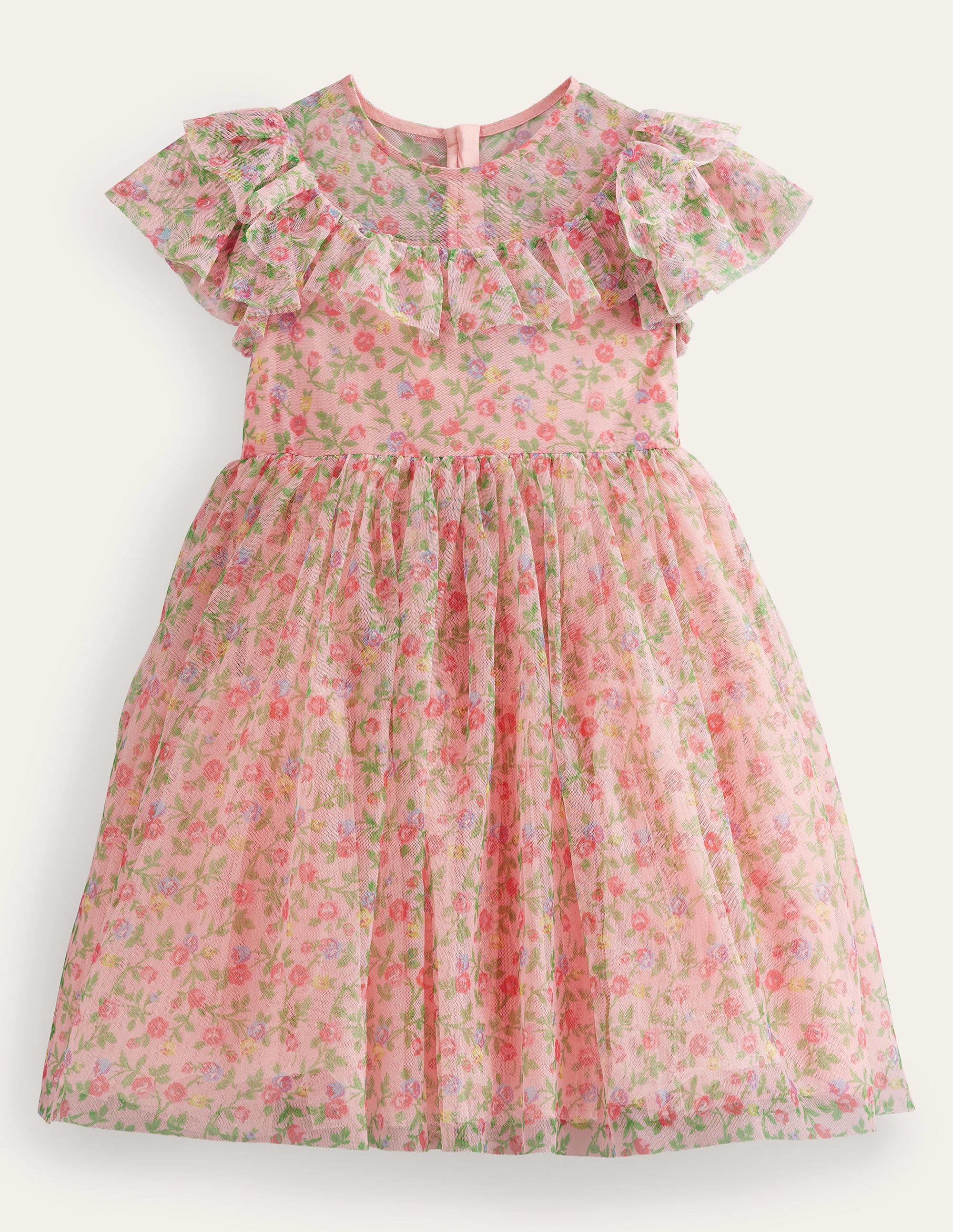 Frilly Tulle Dress-Rambling Rose Floral - Image 1