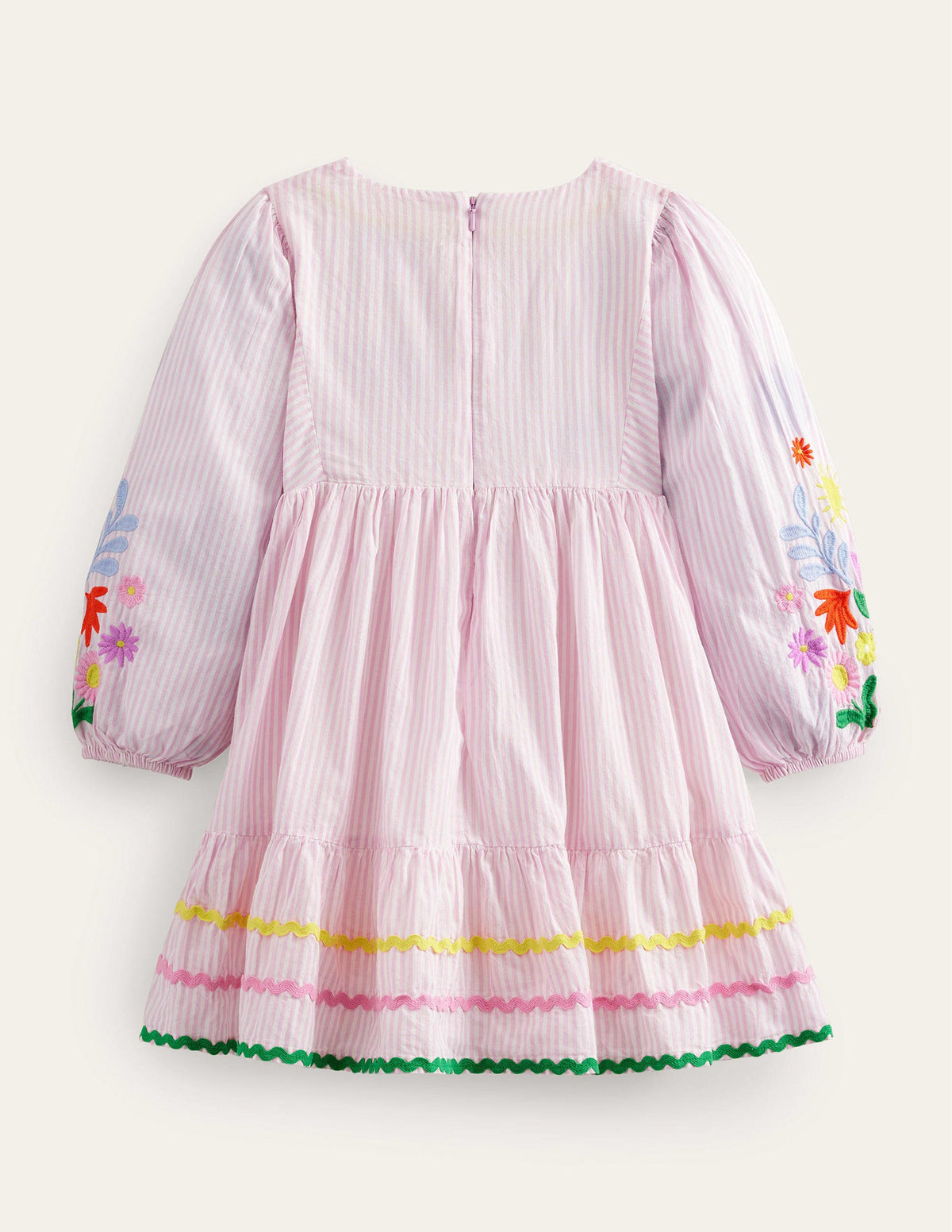 Embroidered Stripe Dress-Cameo Pink-2