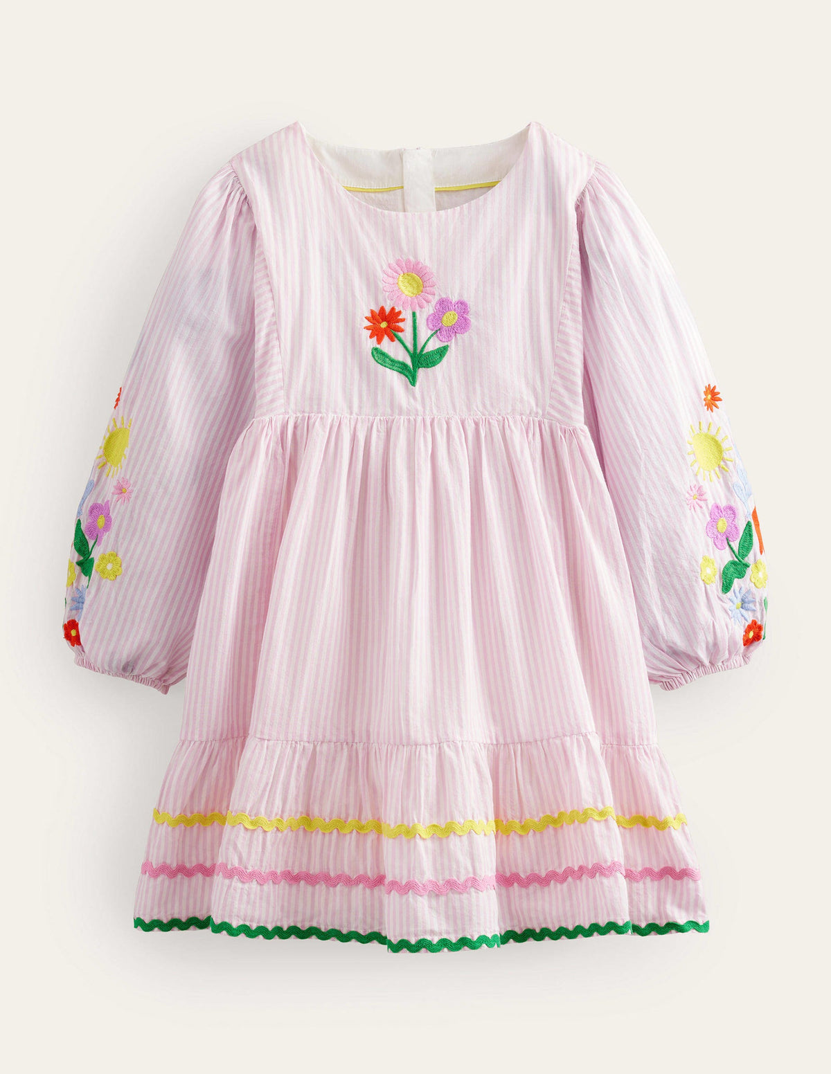 Embroidered Stripe Dress-Cameo Pink-1