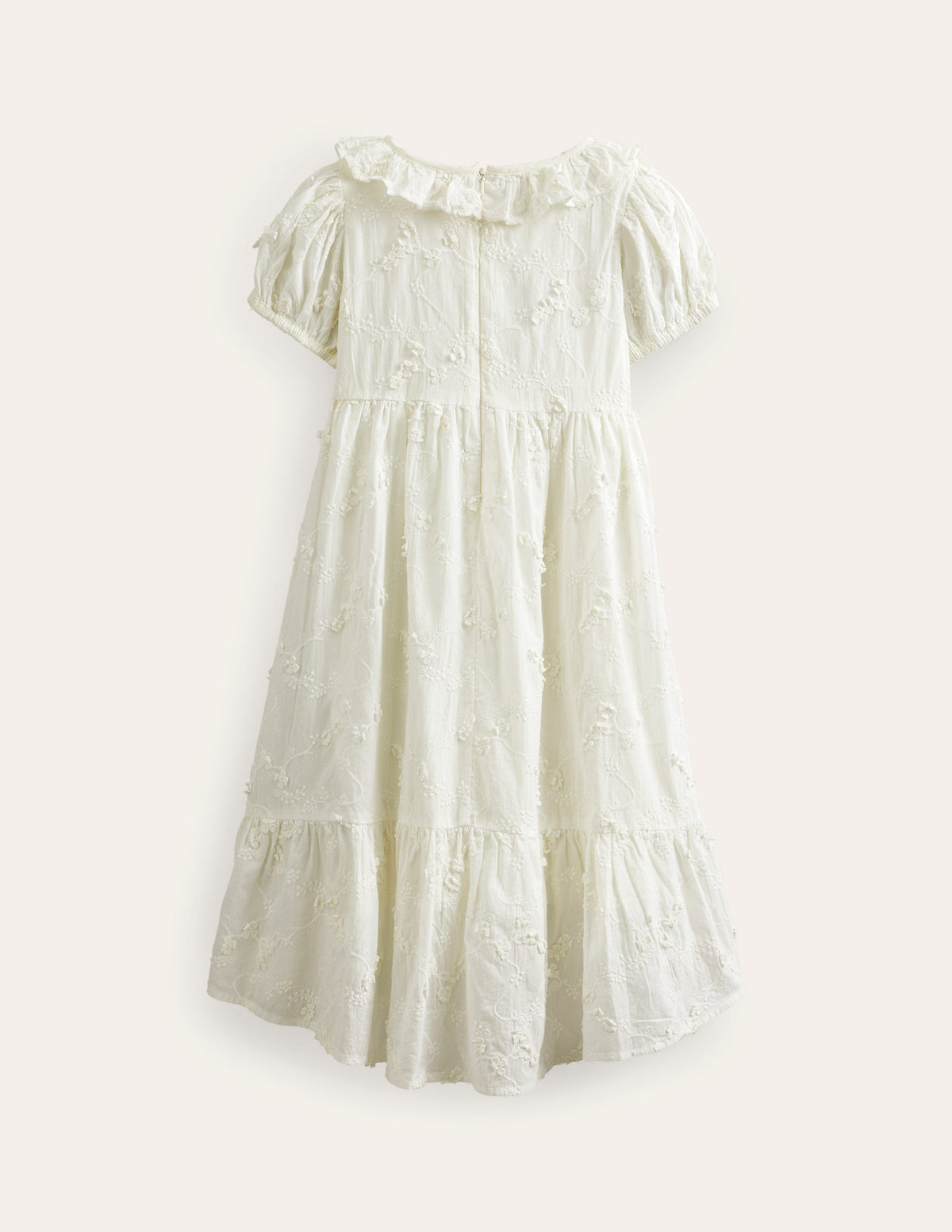 Dip Hem Broderie Dress-Ivory - Image 2