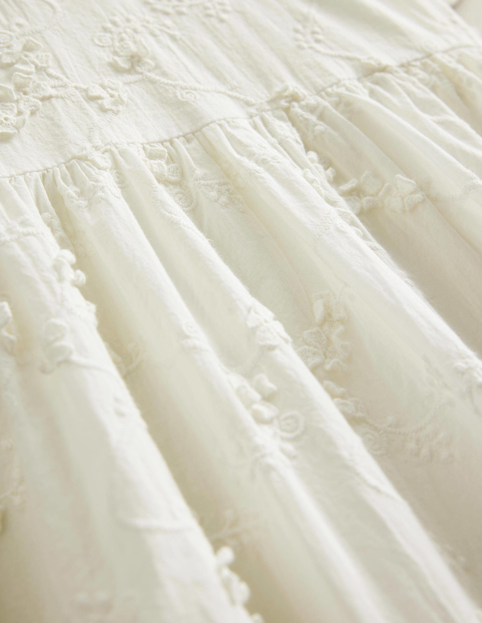 Dip Hem Broderie Dress-Ivory - Image 3