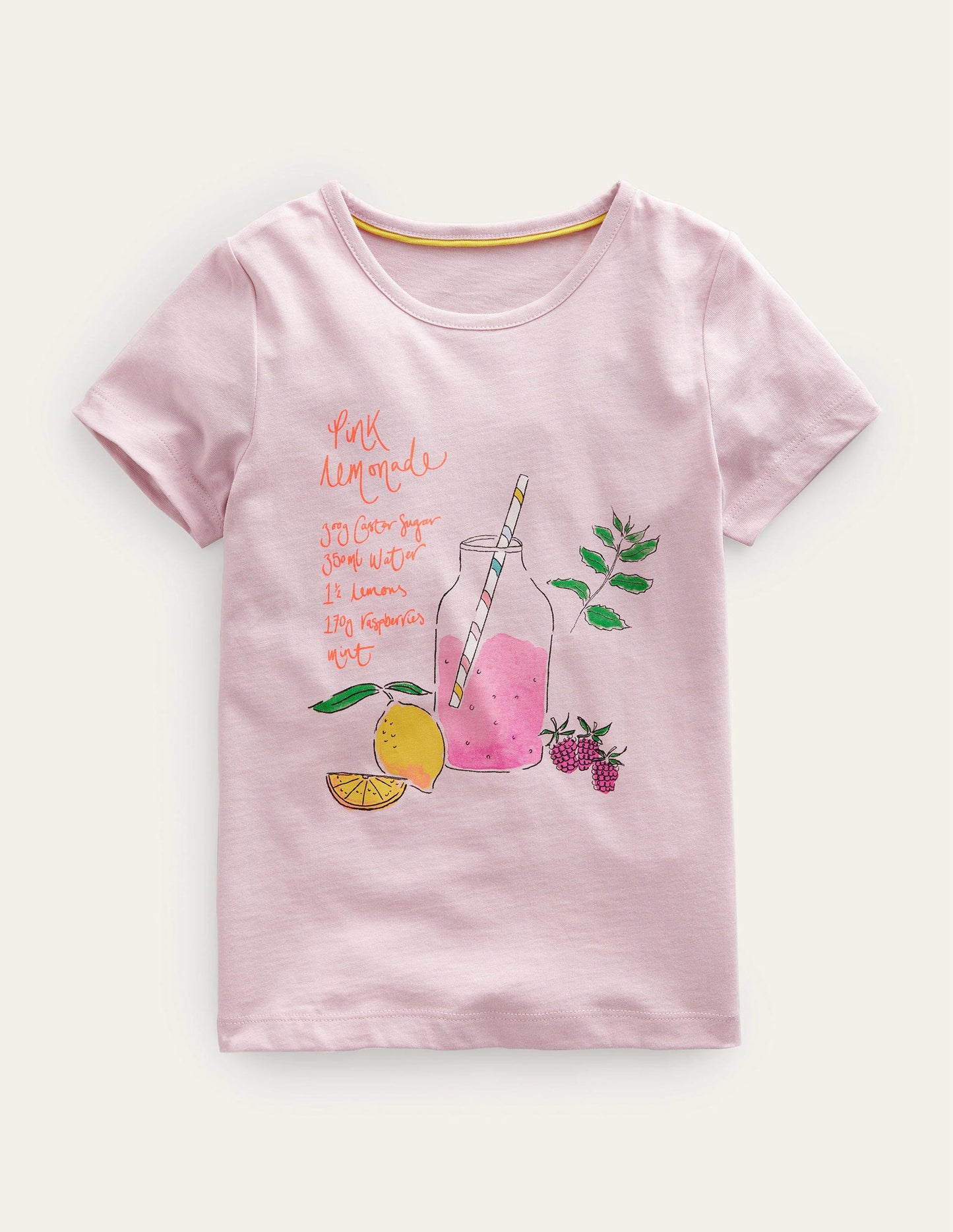 Painterly Printed T-Shirt-French Pink Lemonade