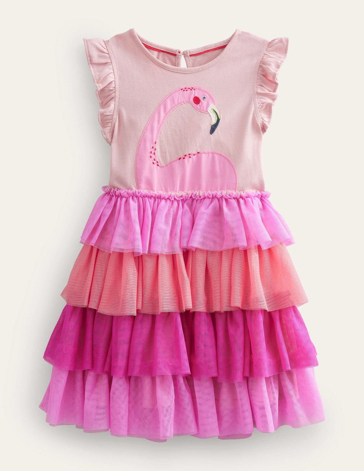 Tulle Layered Logo Dress-Peach Spring Flamingo-1