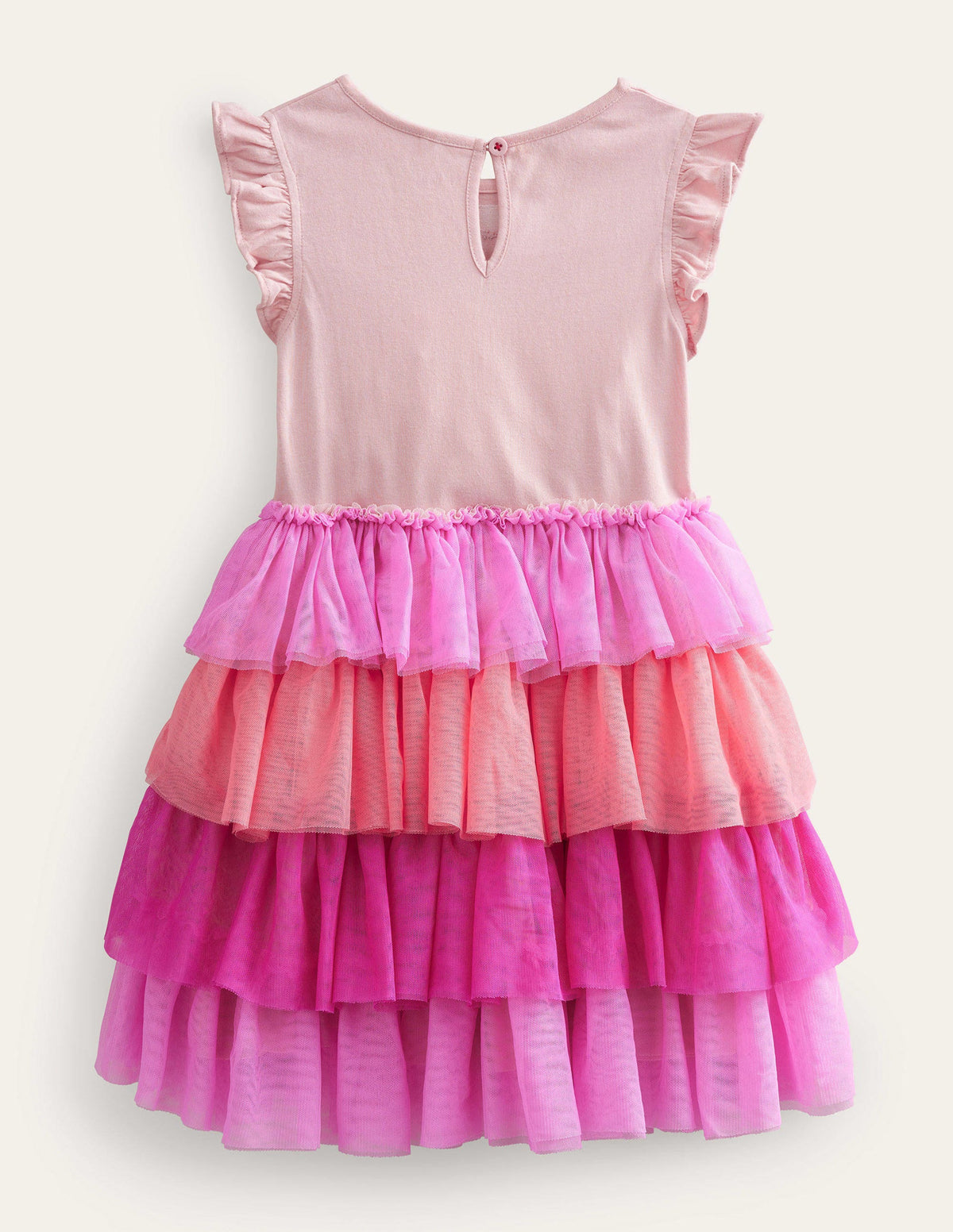 Tulle Layered Logo Dress-Peach Spring Flamingo-2