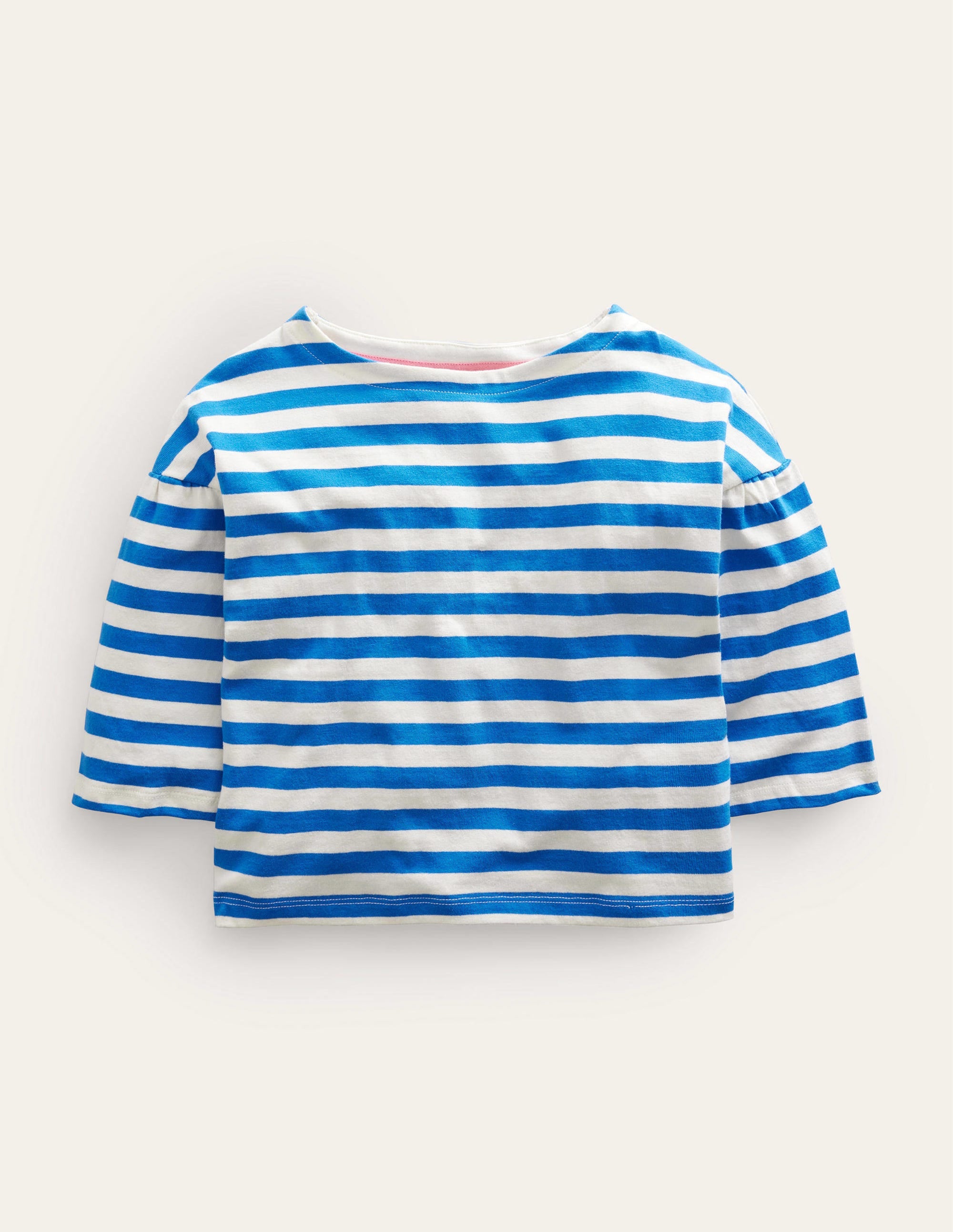 Boat Neck T-Shirt-Cabana Blue/Ivory - Image 1