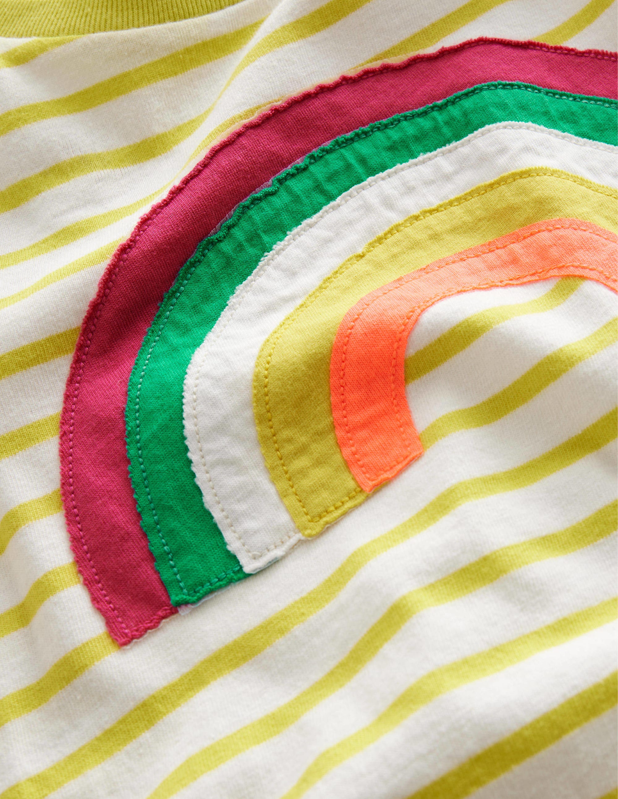 Appliqué Rainbow T-shirt-Gooseberry Yellow/Ivory - Image 3