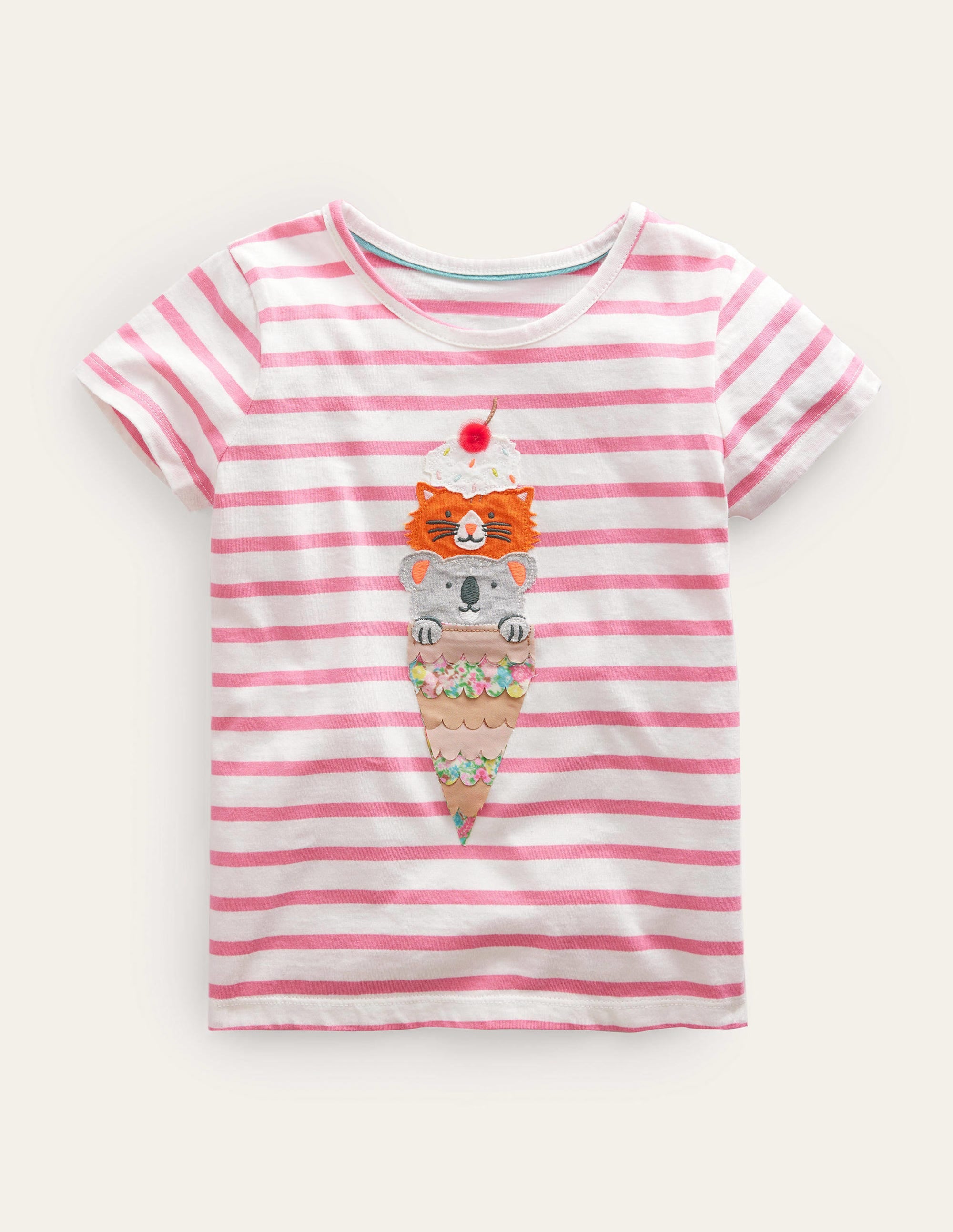 Appliqué T-Shirt-Azalea Pink/Ivory Icecream - Image 1