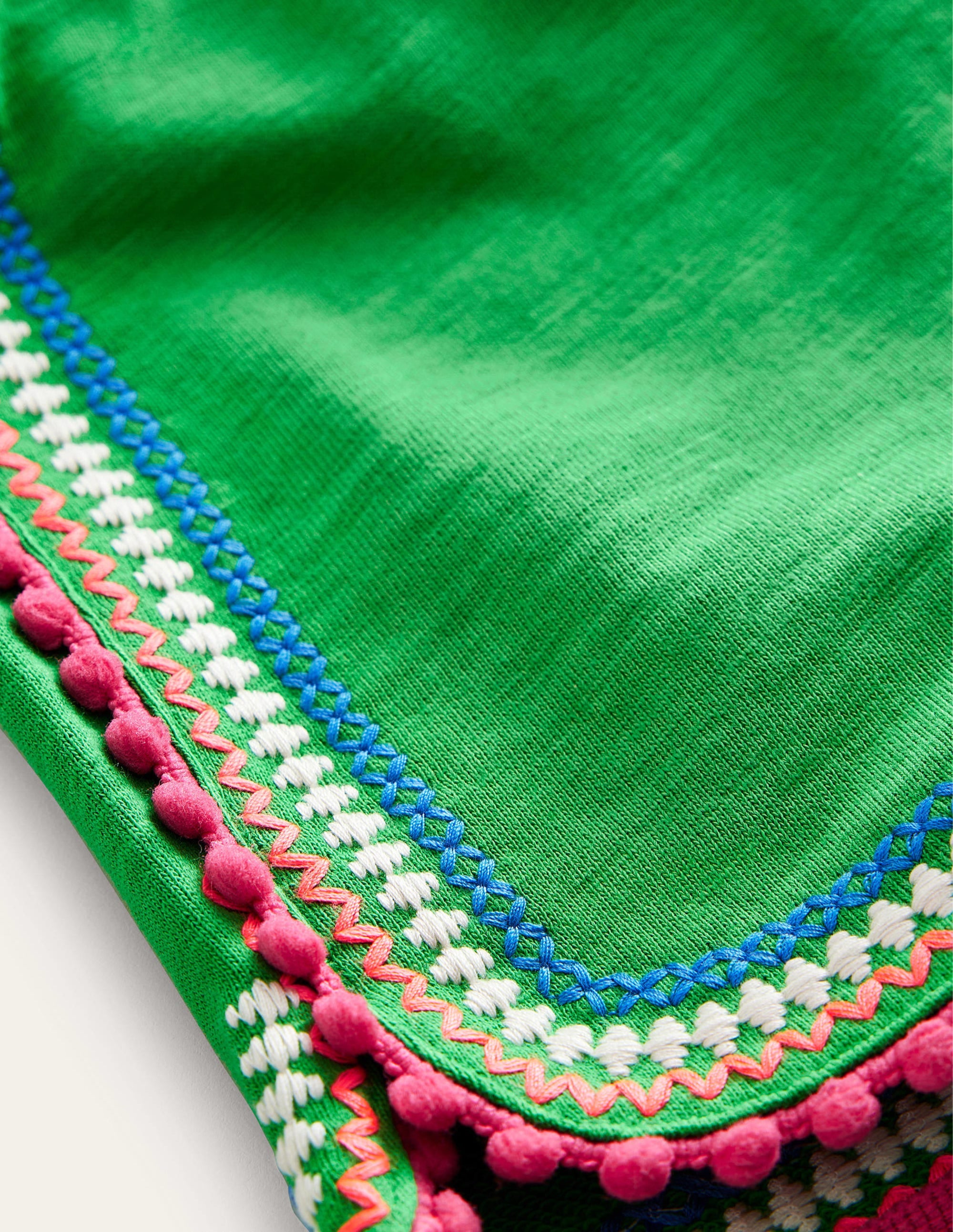 Pom Trim Jersey Shorts-Bright Green - Image 3