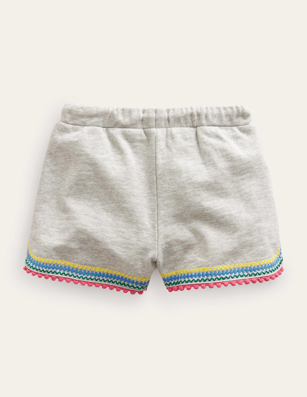 Pom Trim Jersey Shorts-Grey Marl - Image 2