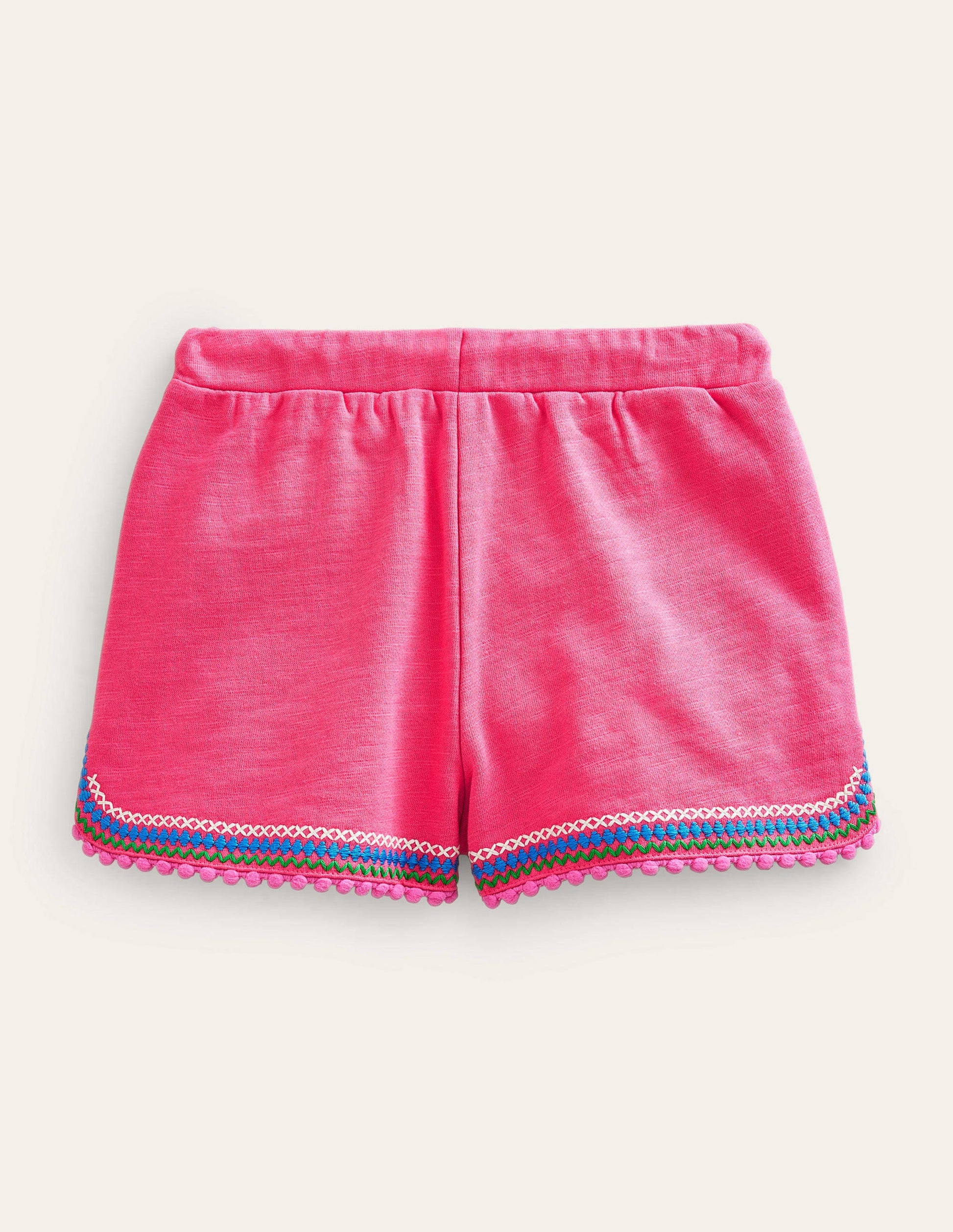 Pom Trim Jersey Shorts-Lollipop Pink-2