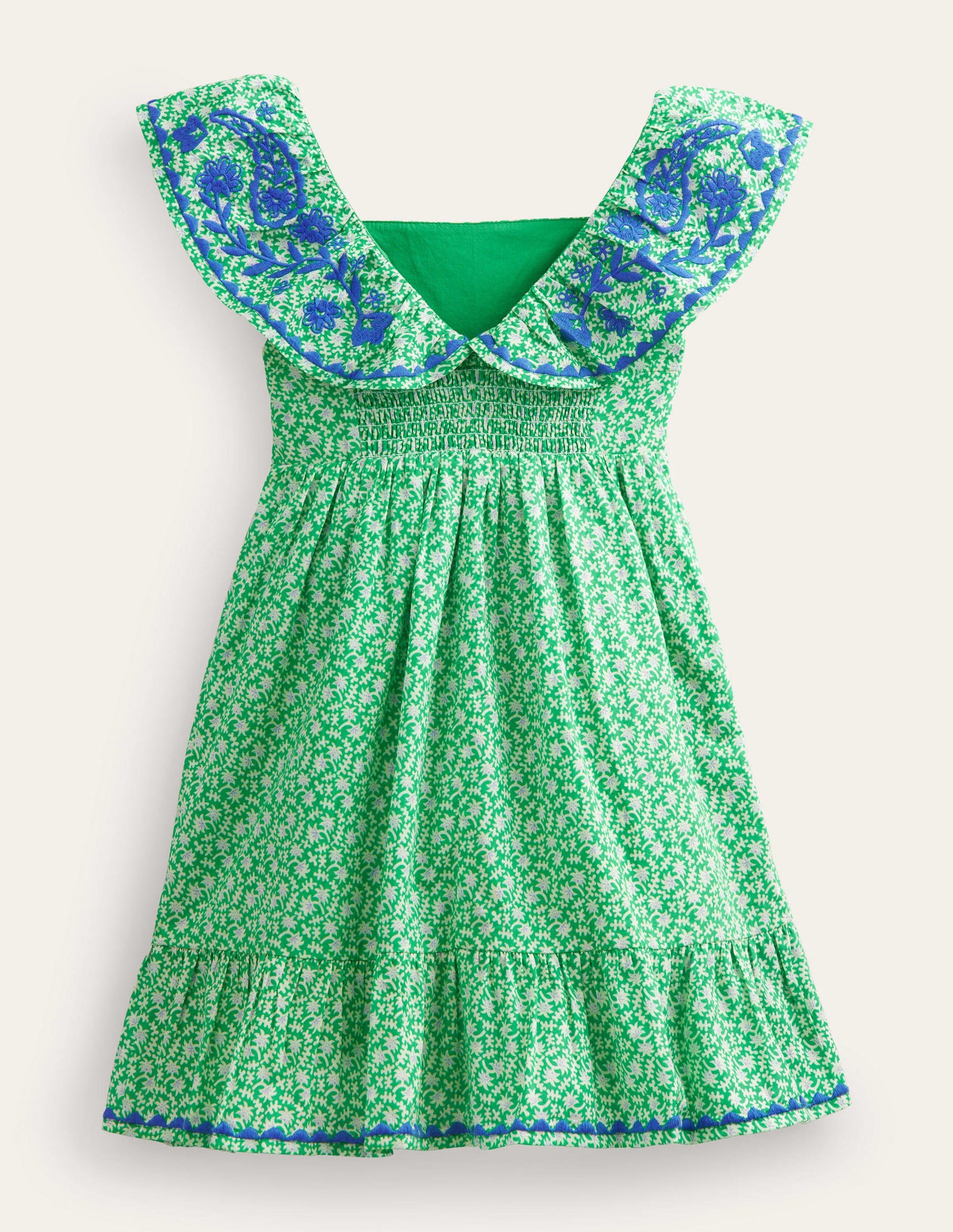 Embroidered Pinafore Dress-Bright Green Spring-2