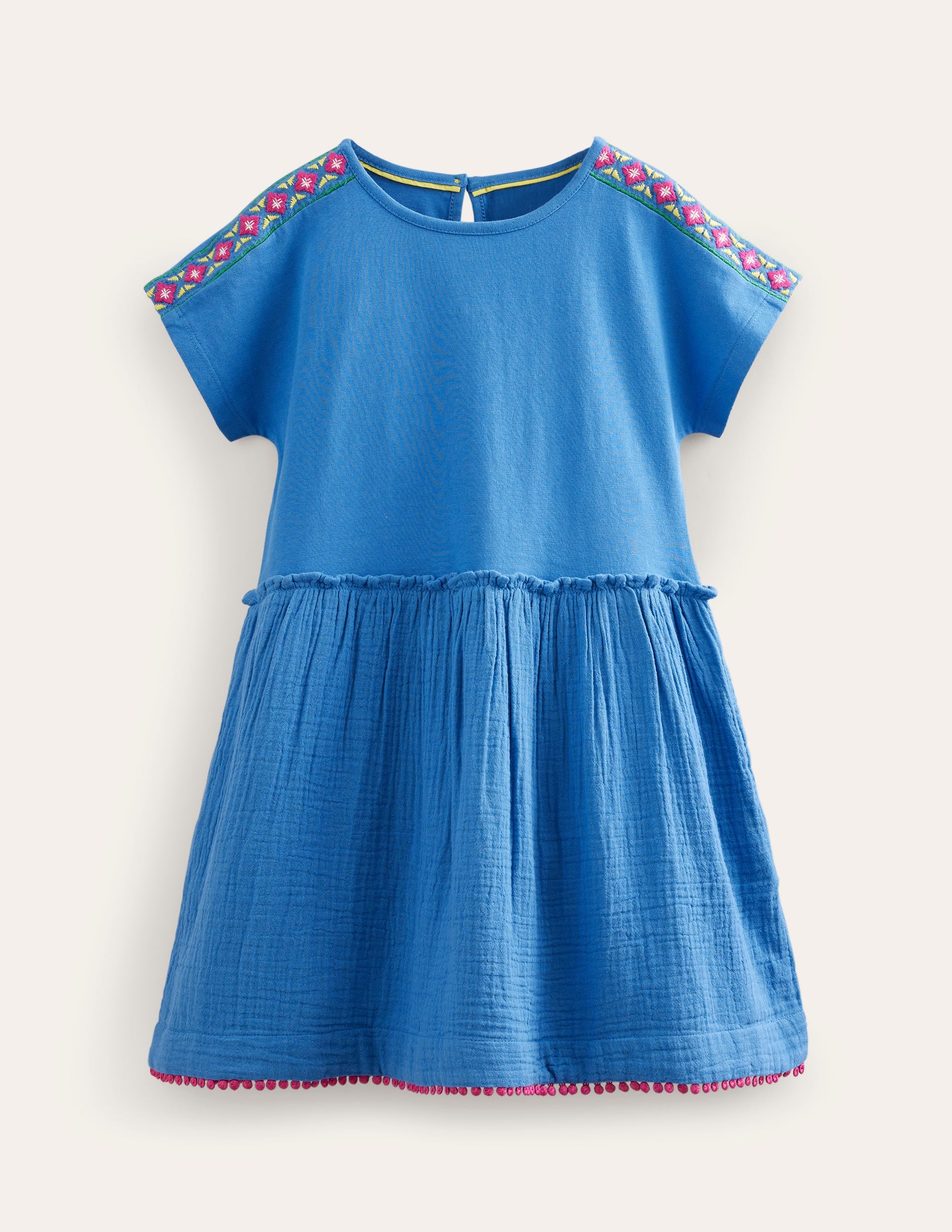Woven Mix Texture Dress-Elizabethan Blue - Image 1
