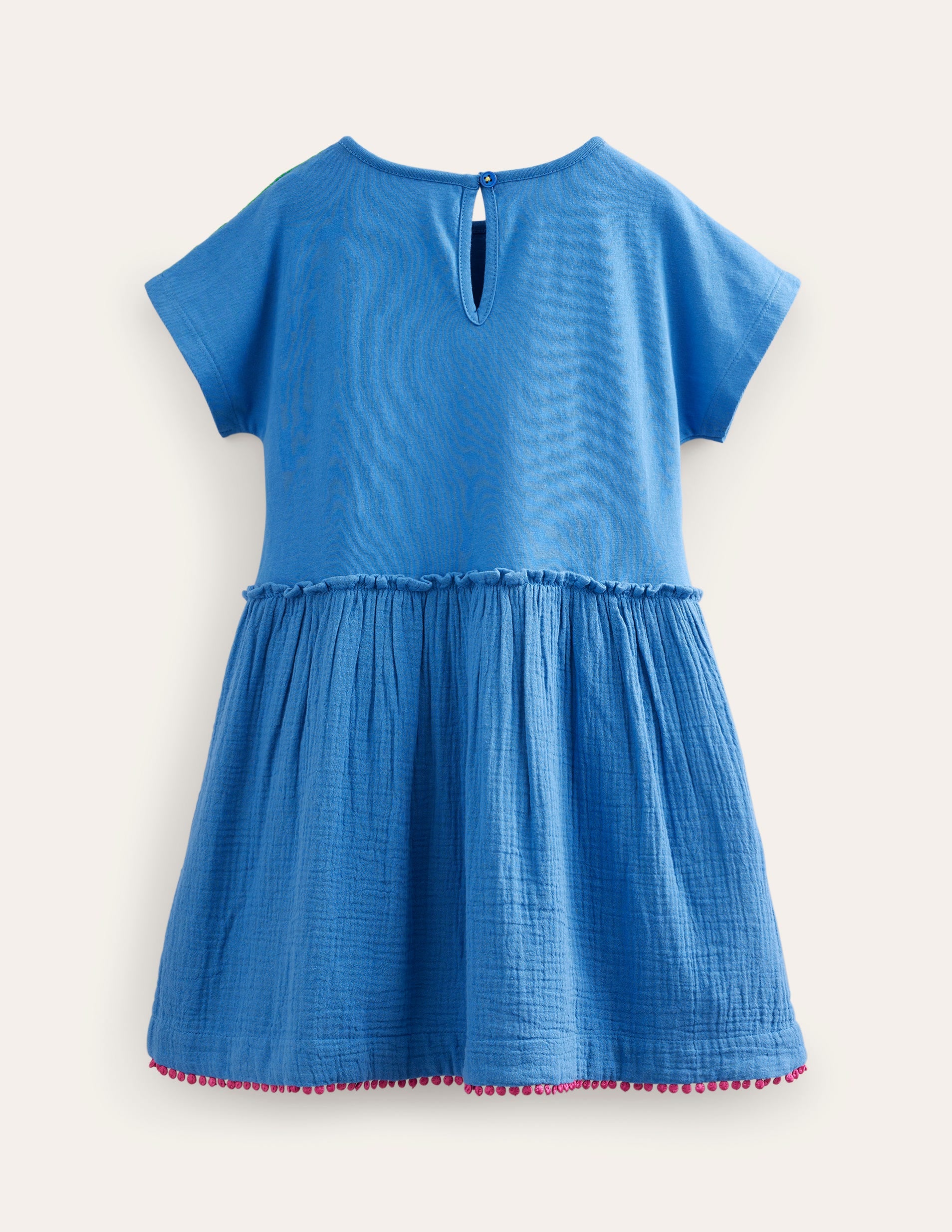 Woven Mix Texture Dress-Elizabethan Blue-2
