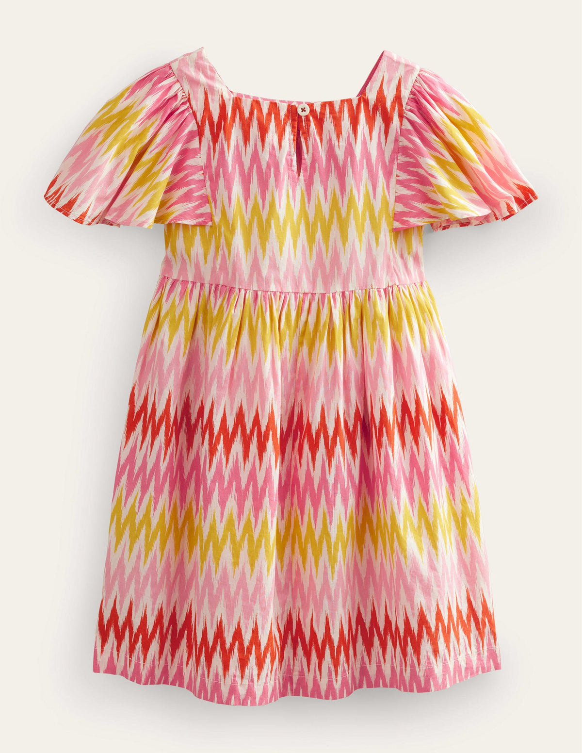 Flutter-Sleeve Printed Dress-Peach Sorbet Stripe-2