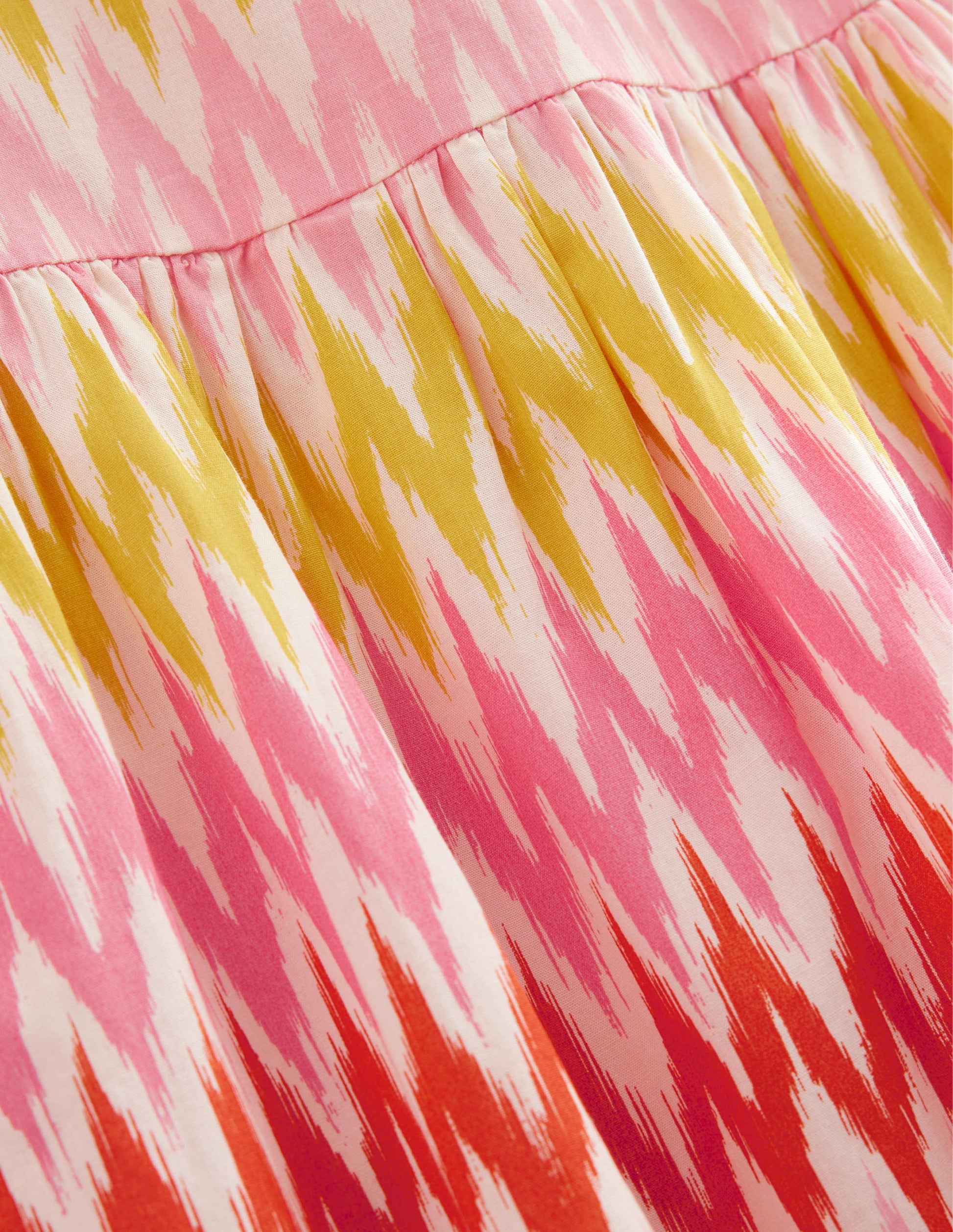 Flutter-Sleeve Printed Dress-Peach Sorbet Stripe-3