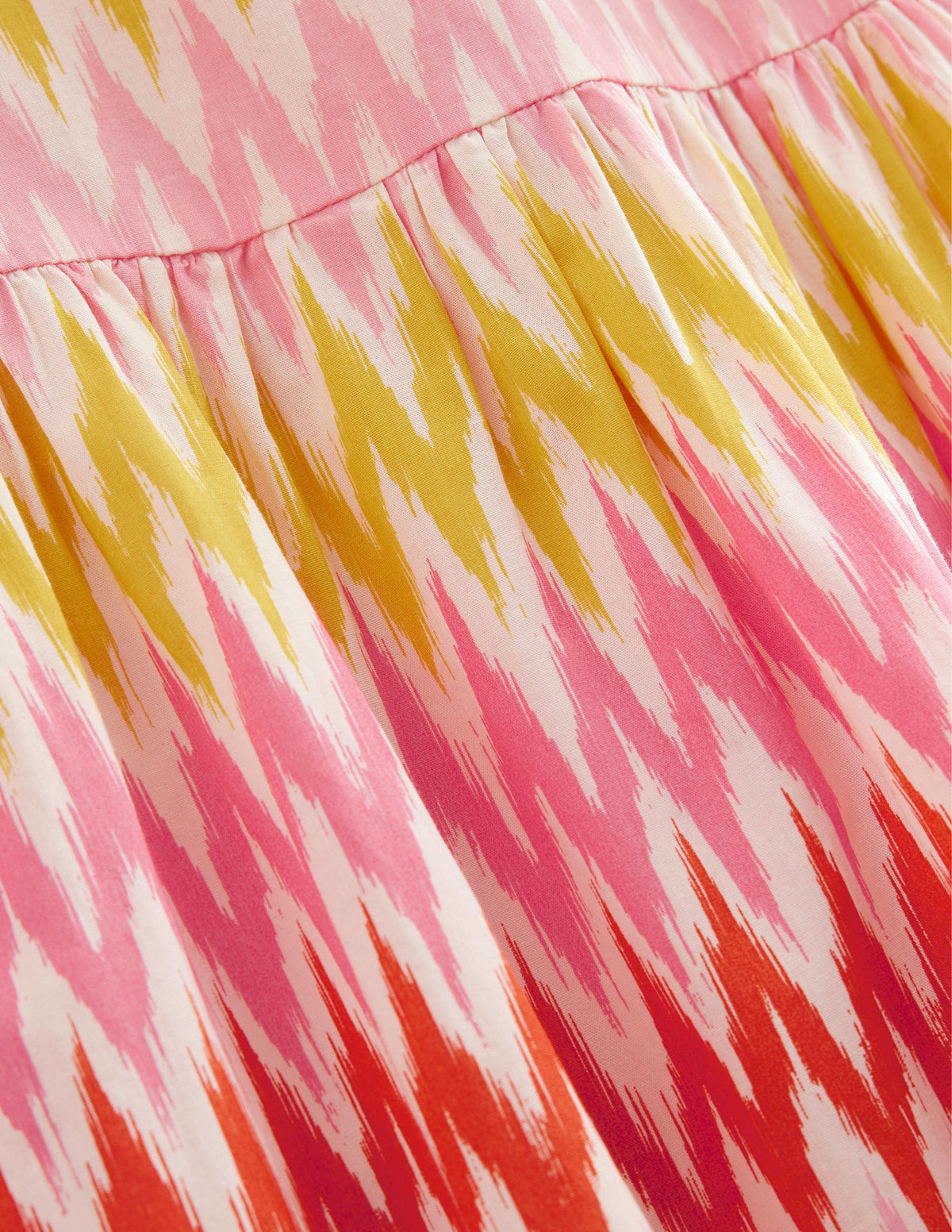 Flutter-Sleeve Printed Dress-Peach Sorbet Stripe - Image 3