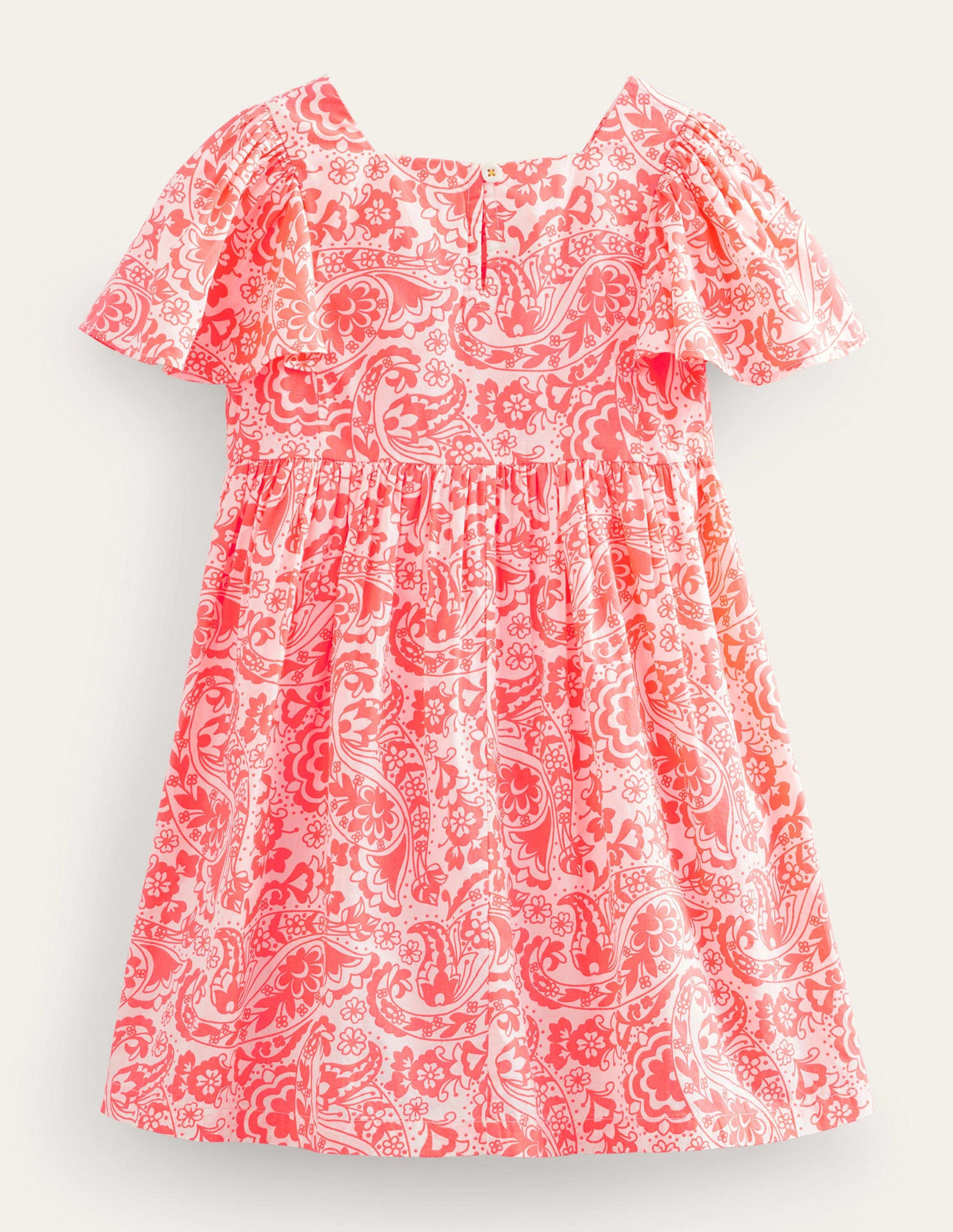 Flutter-Sleeve Printed Dress-Watermelon Punch Paisley-2