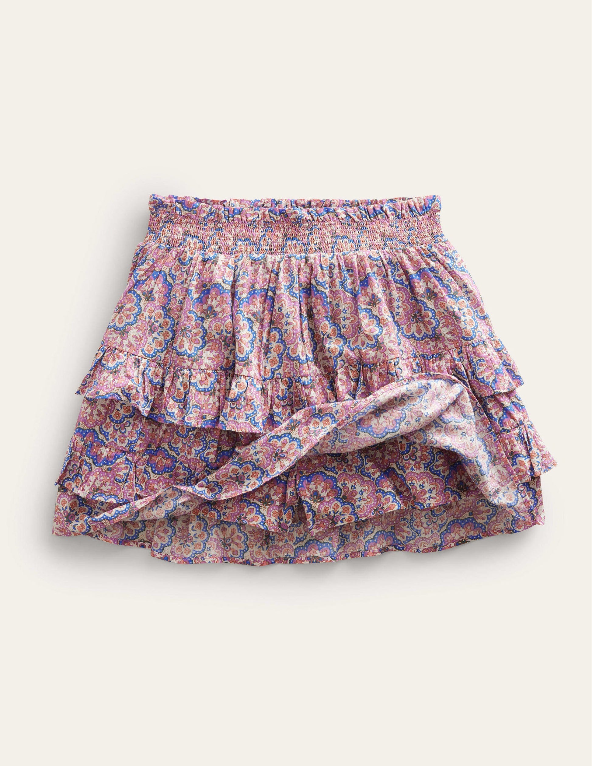 Ruffle Mini Skort-Lupin and Peach Paisley-4