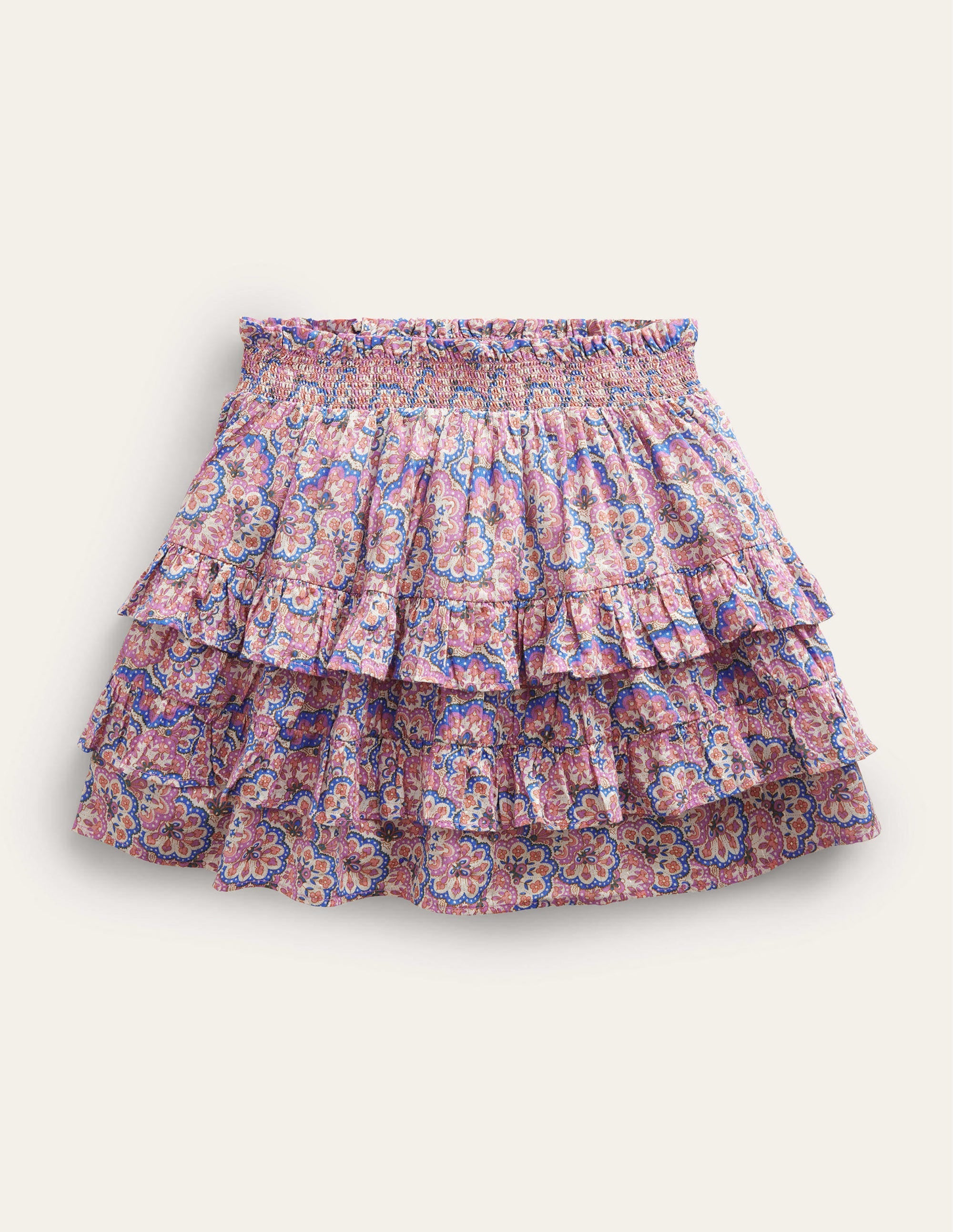 Ruffle Mini Skort-Lupin and Peach Paisley - Image 1