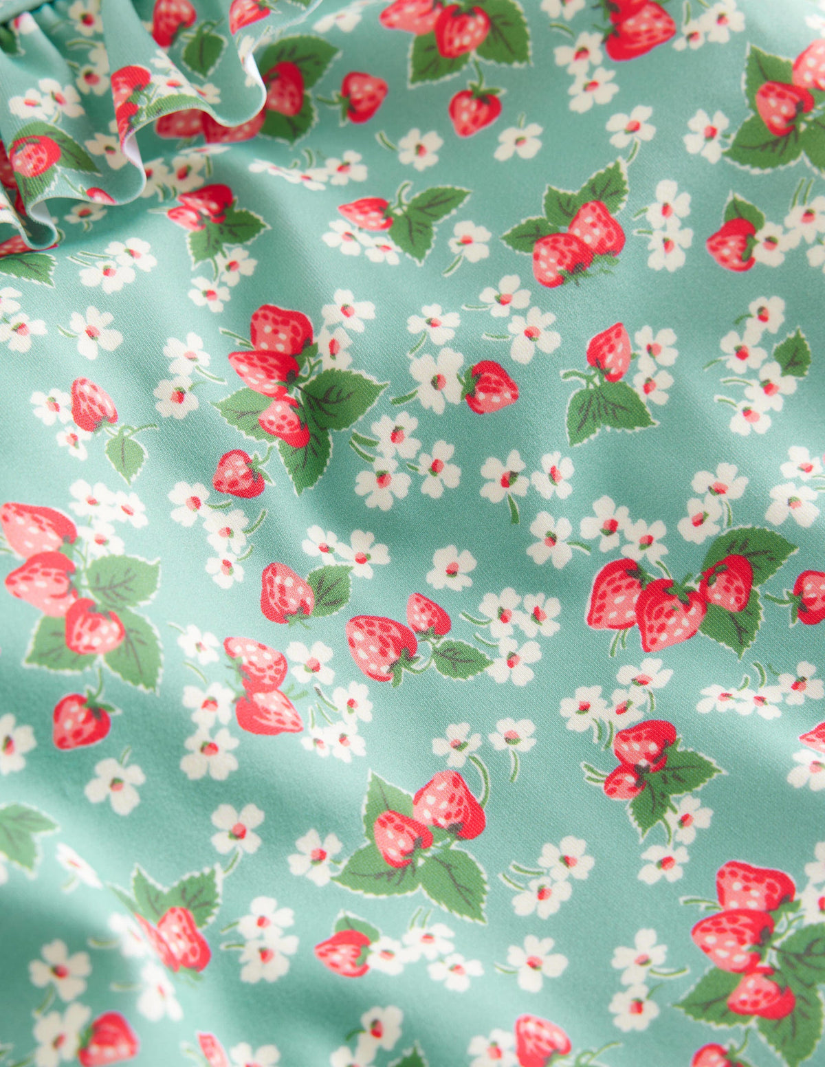 Tie Back Frilly Swimsuit-Aqua Sea Strawberry Ditsy-3