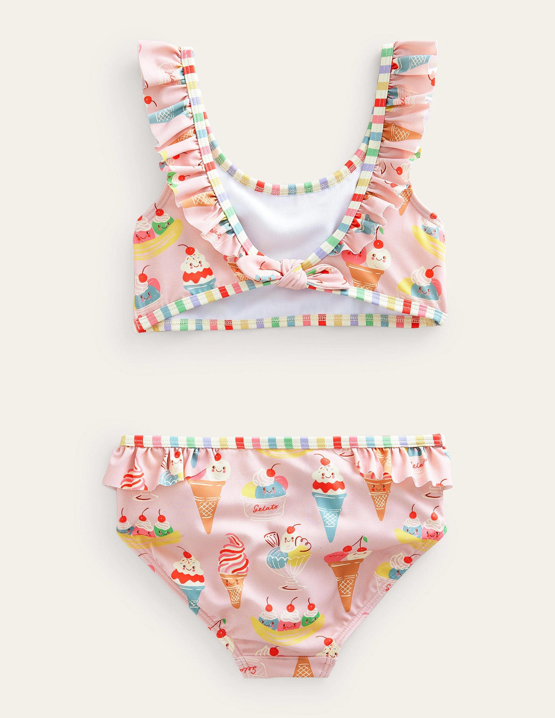 Tie Back Frilly Bikini-French Pink & Small Ice Cream-2